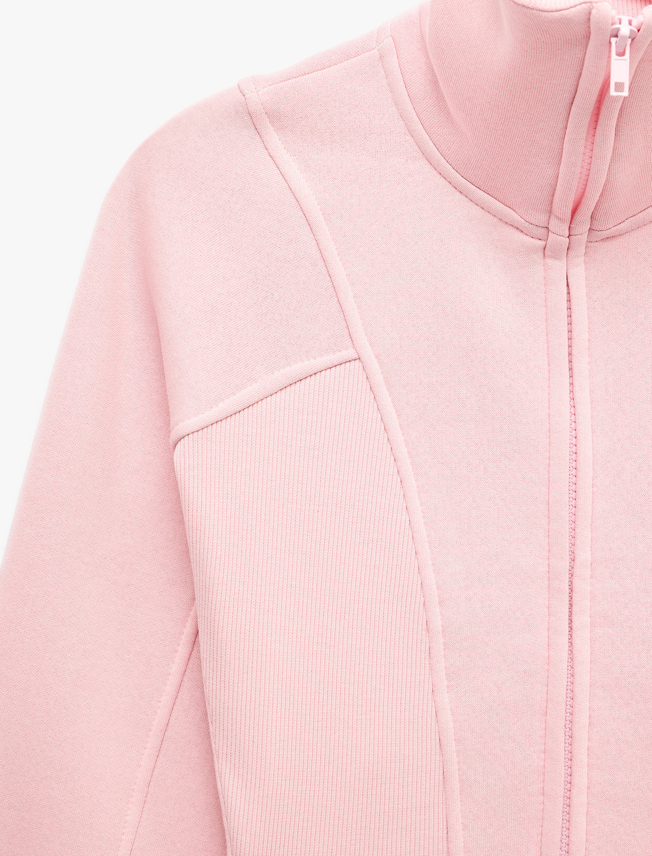   Balon Kol Fermuarlı Şardonlu Sweatshirt