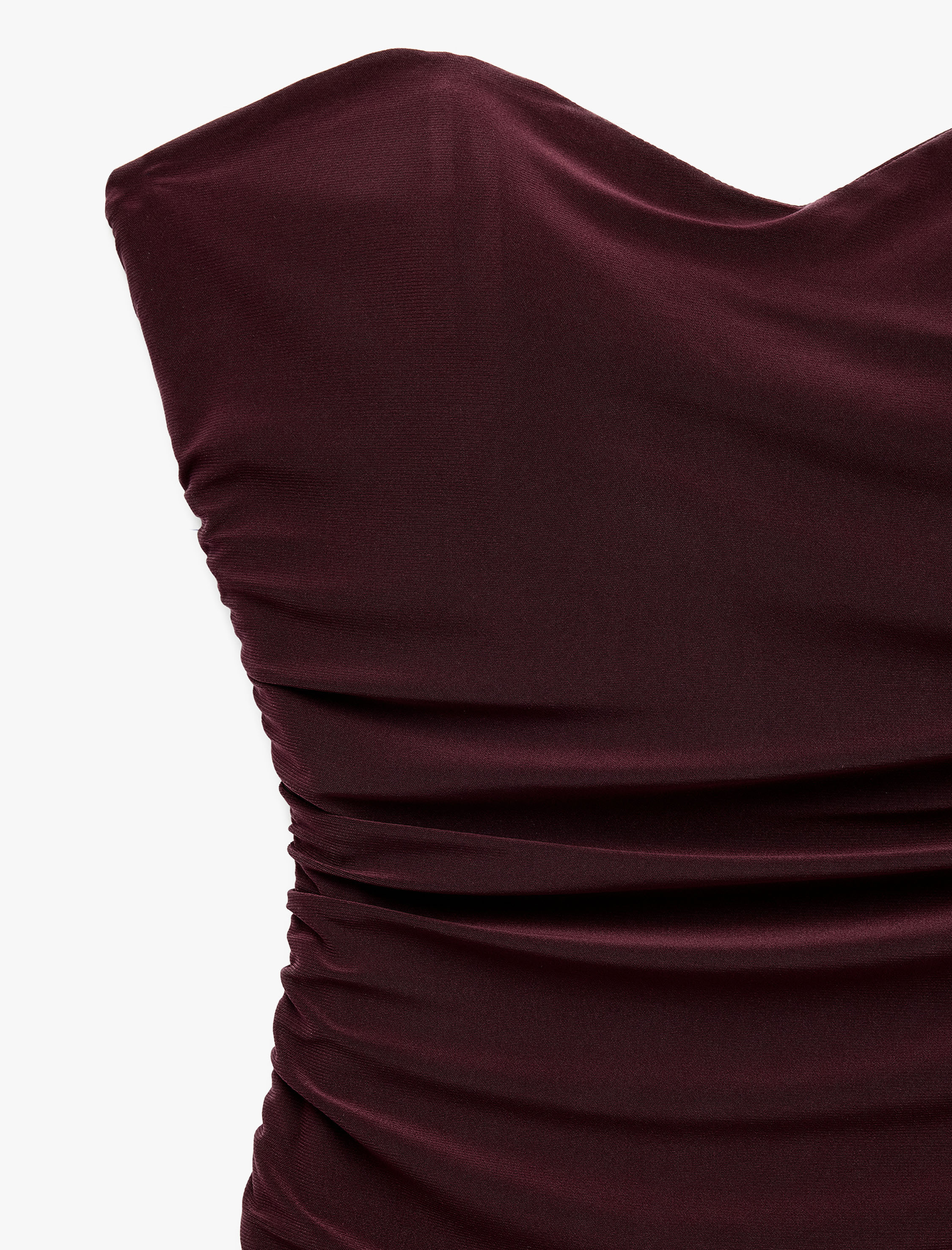  Slim Fit Drapeli Sandy Kumaş Straplez Yaka Uzun Elbise