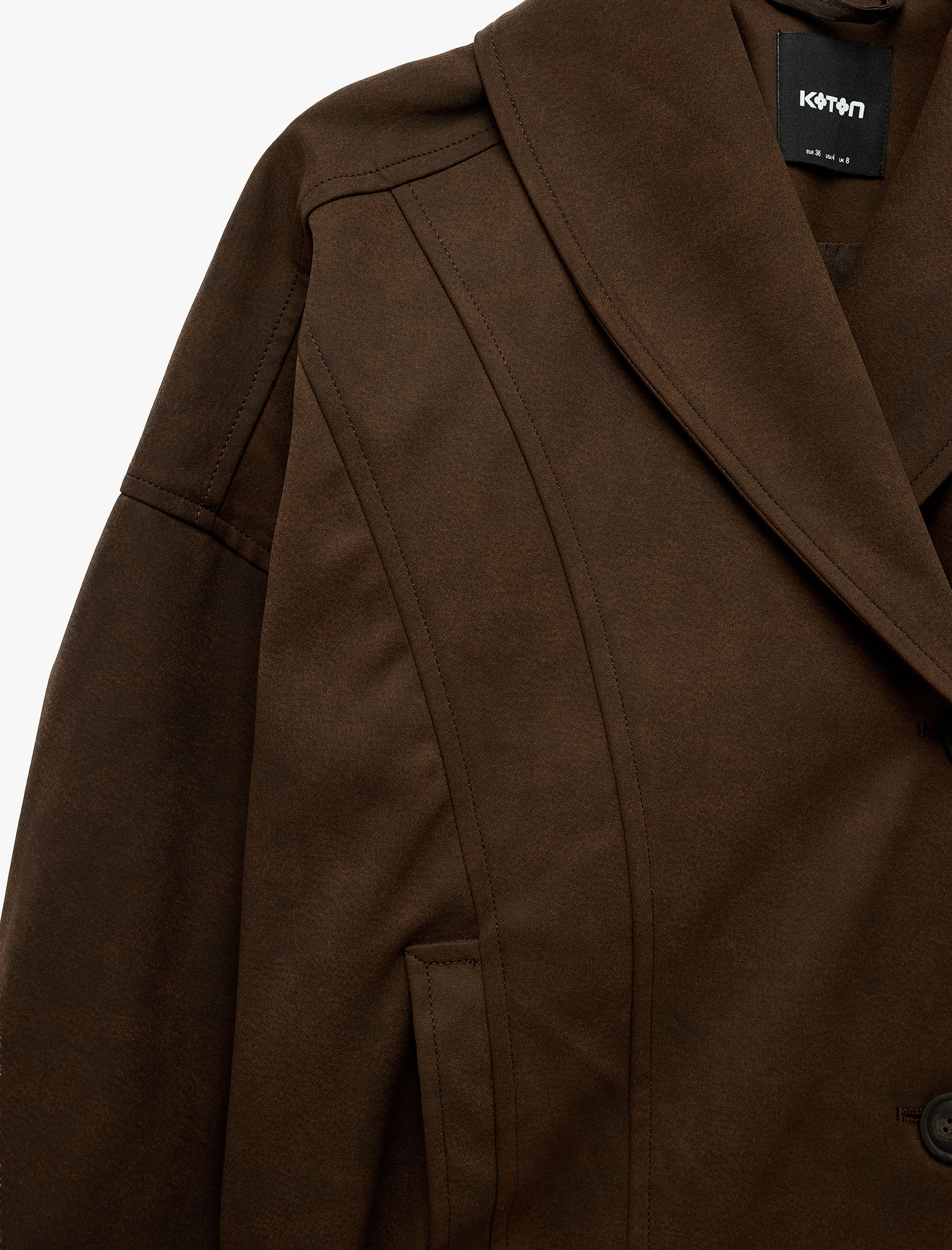   Uzun Kollu Şal Yaka Düğmeli Suni Süet Oversize Bomber Ceket