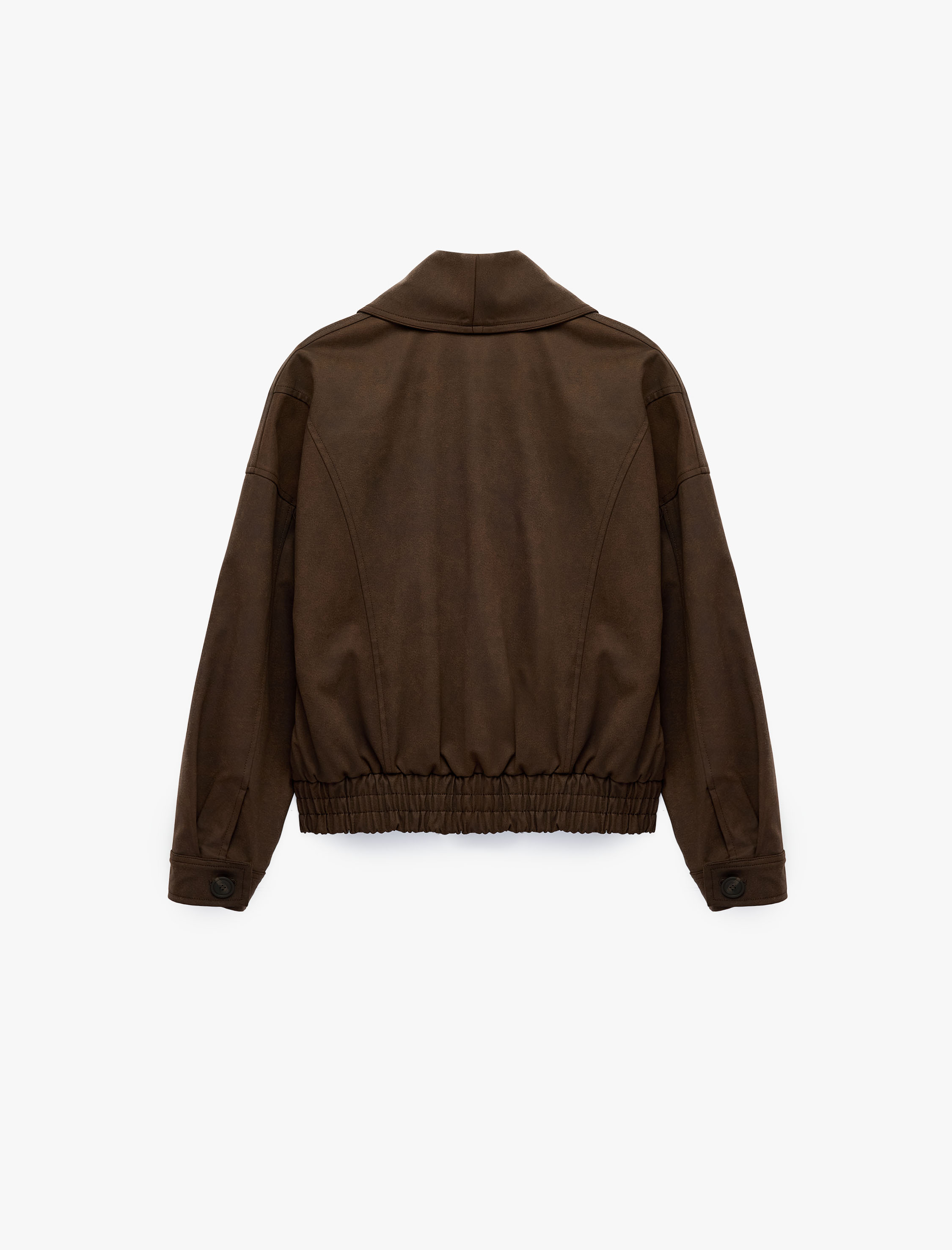   Uzun Kollu Şal Yaka Düğmeli Suni Süet Oversize Bomber Ceket