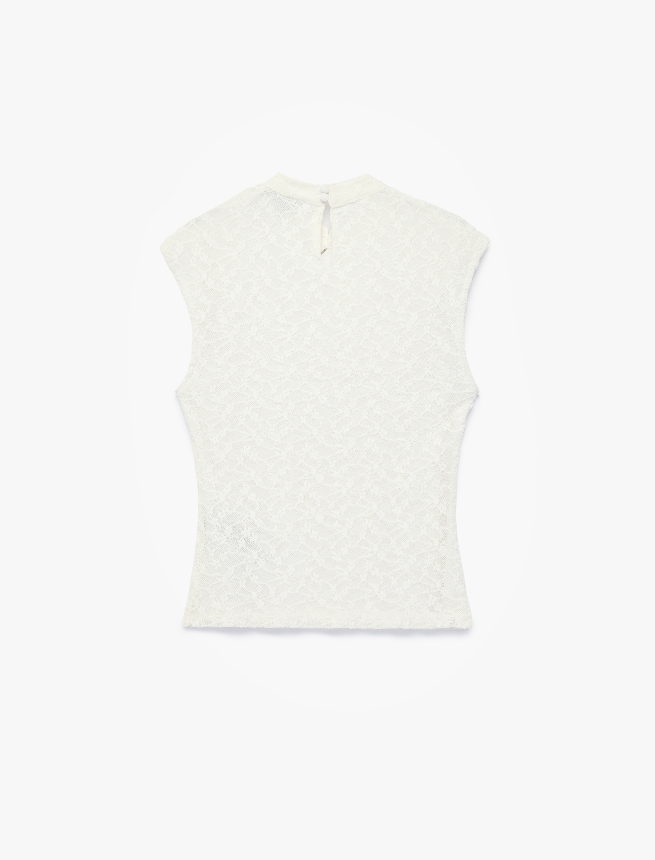   Slim Fit Dik Qipao Yaka Kolsuz Düğmeli Dantelli Bluz