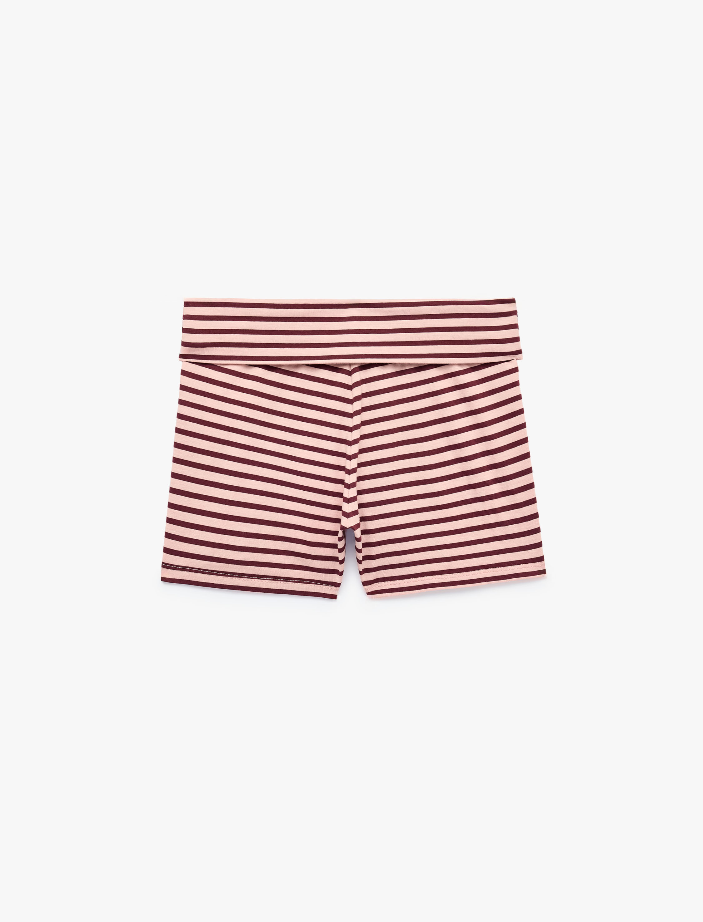   Yüksek Bel Rahat Kesim Çizgili Mini Şort Pijama Altı