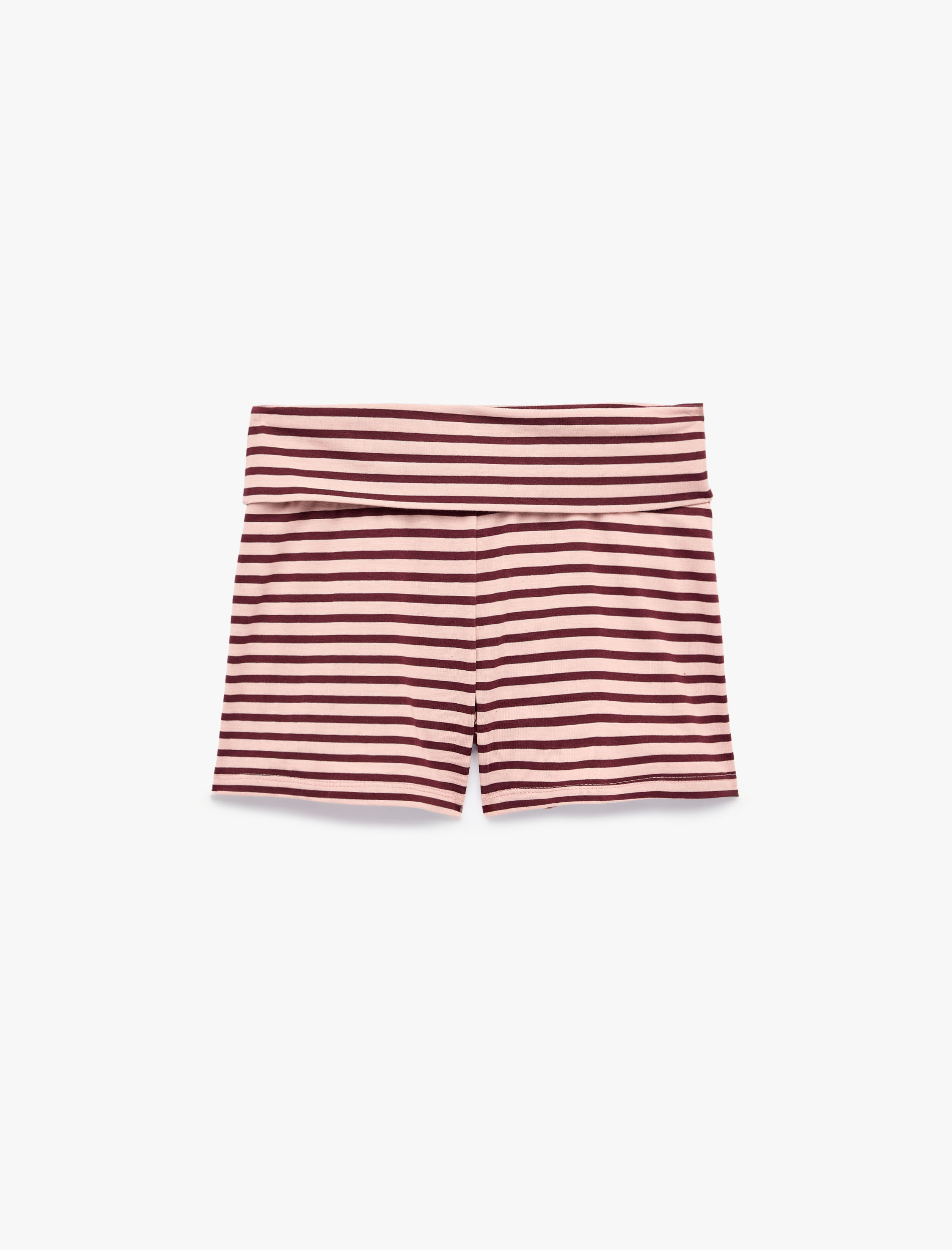   Yüksek Bel Rahat Kesim Çizgili Mini Şort Pijama Altı