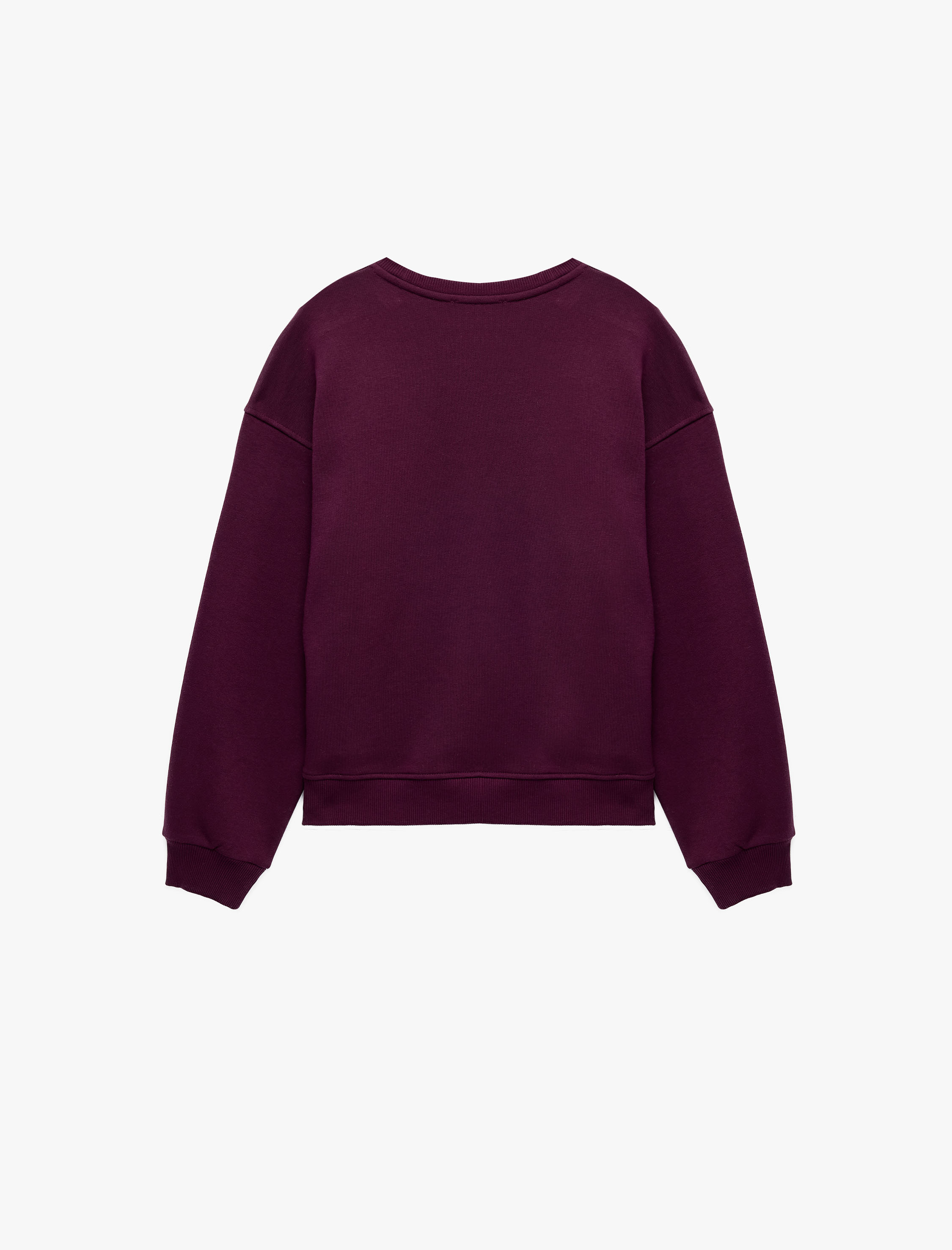   Rahat Kalıp Şardonlu Bisiklet Yaka Uzun Kollu Ayıcık Nakışlı Sweatshirt