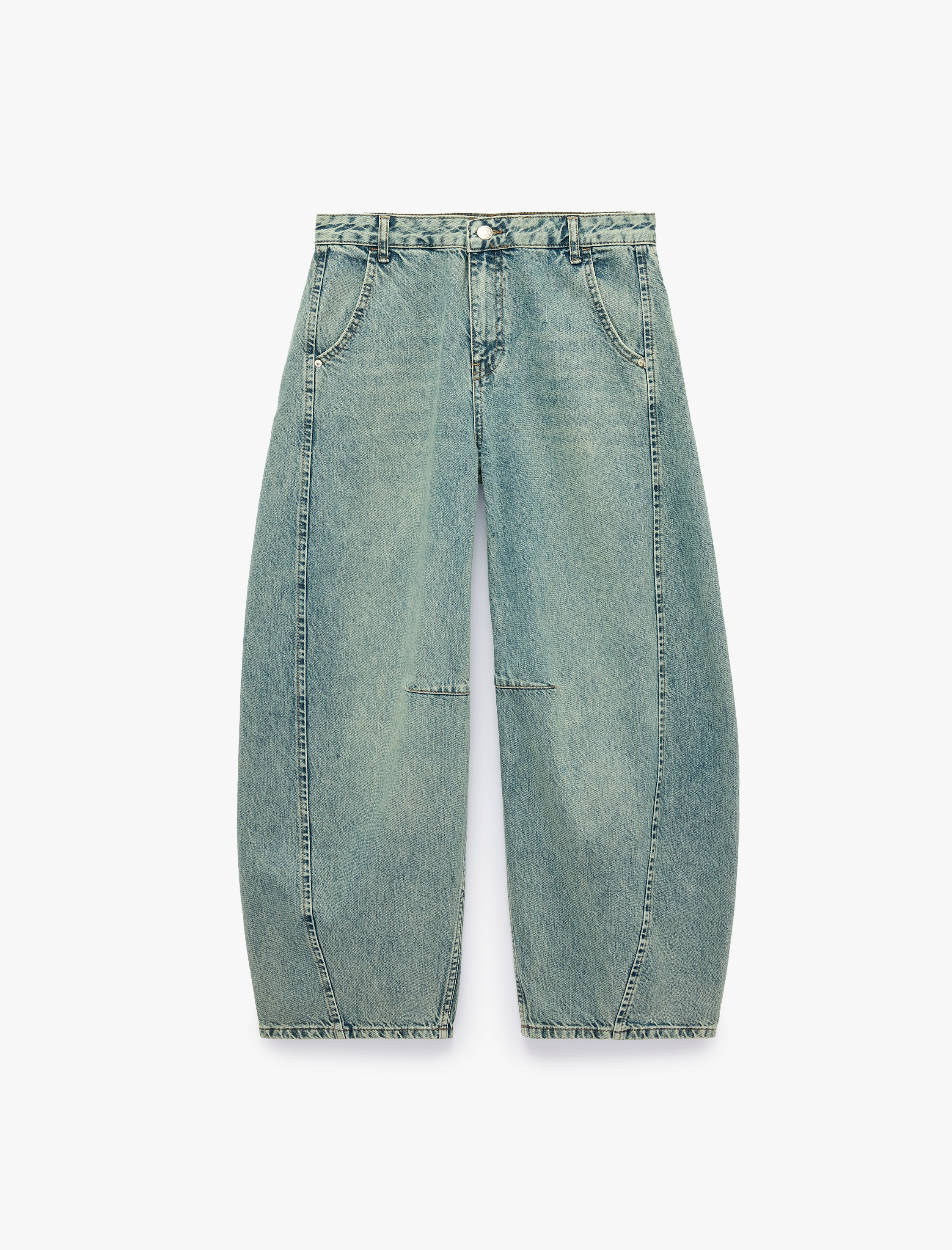   Pamuklu Normal Bel Cepli Balon Fit Relax Barrel Denim Pantolon - Barrel Jeans