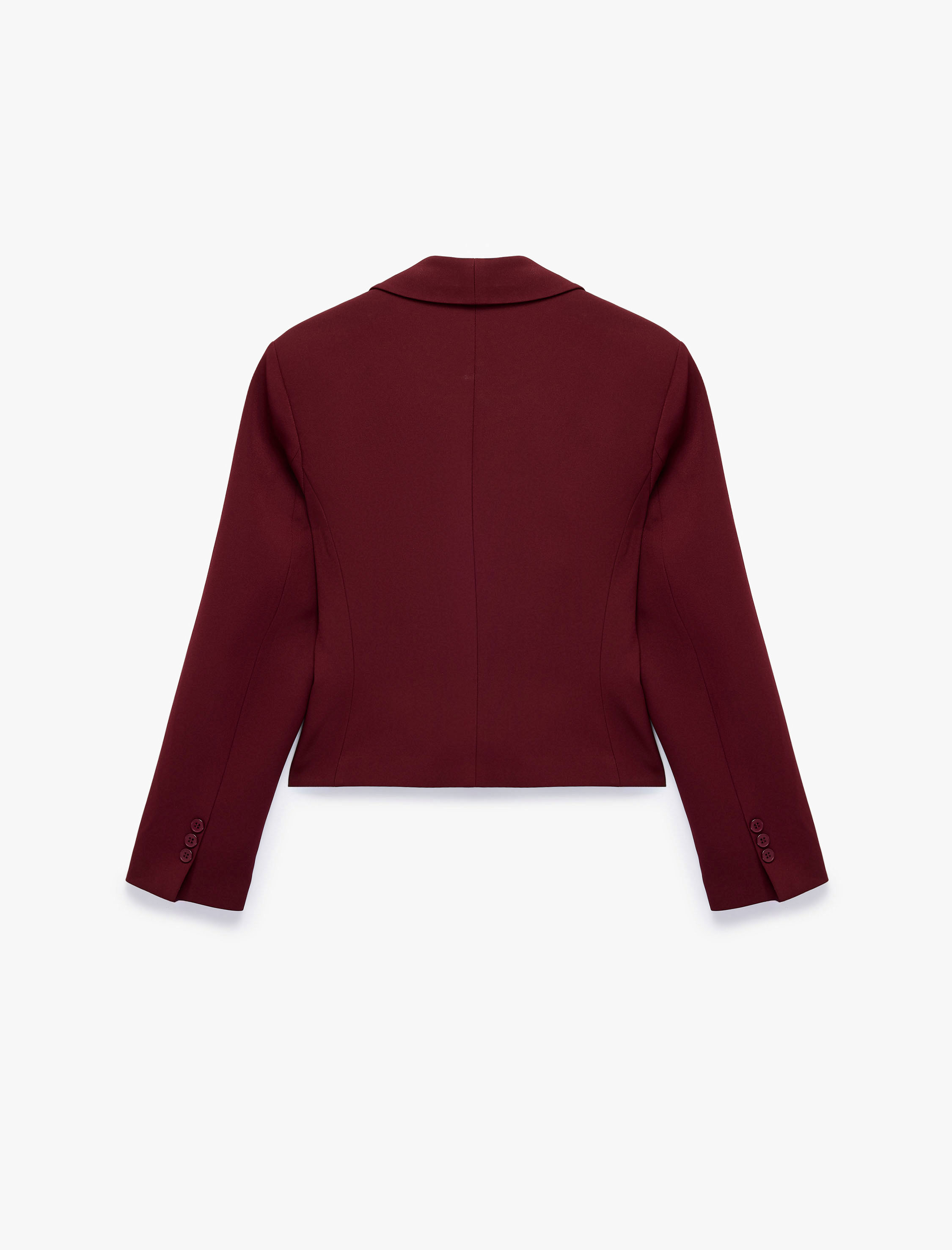   Düğmeli Geniş Yaka Uzun Kollu Crop Blazer Ceket