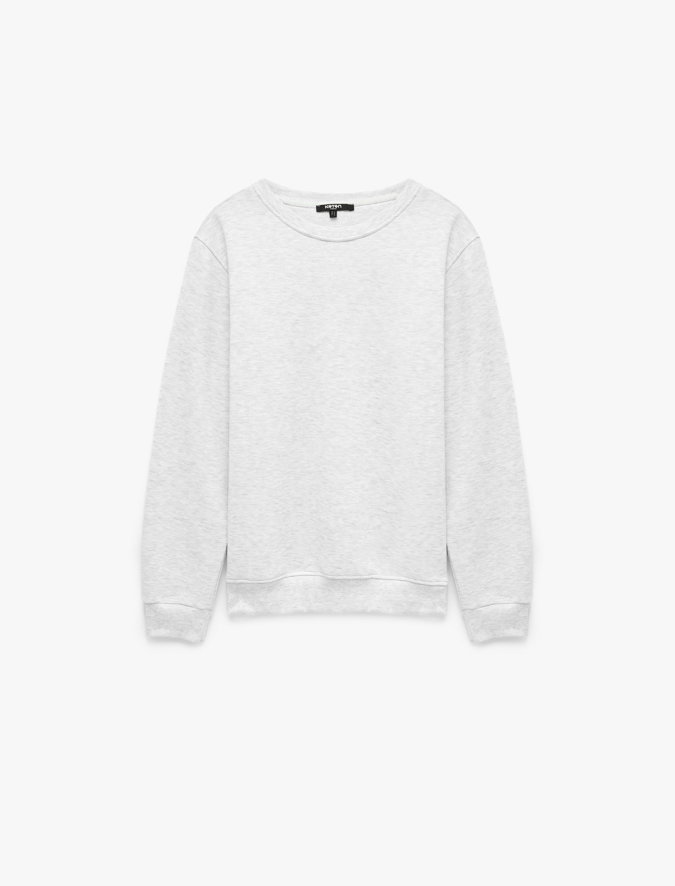   Pamuklu Uzun Kollu Şardonlu Bisiklet Yaka Erkek Basic Sweatshirt