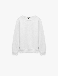 Pamuklu Uzun Kollu Şardonlu Bisiklet Yaka Erkek Basic Sweatshirt