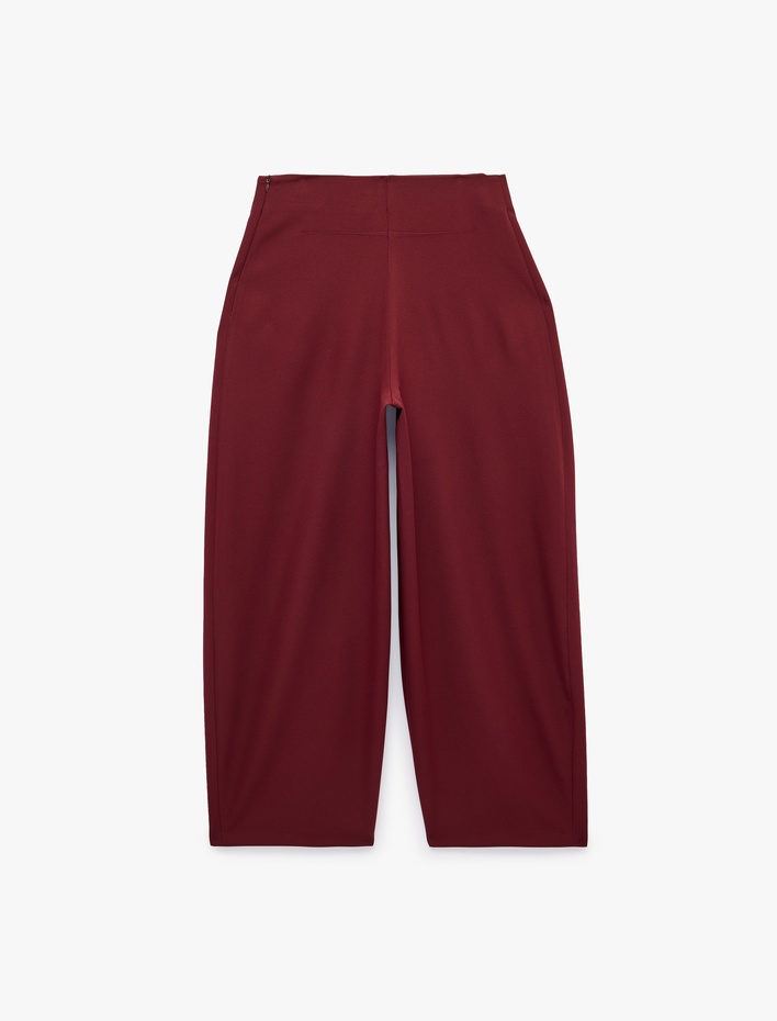  Yüksek Bel Cepli Bilek Boy Balon Fit Barrel Pantolon
