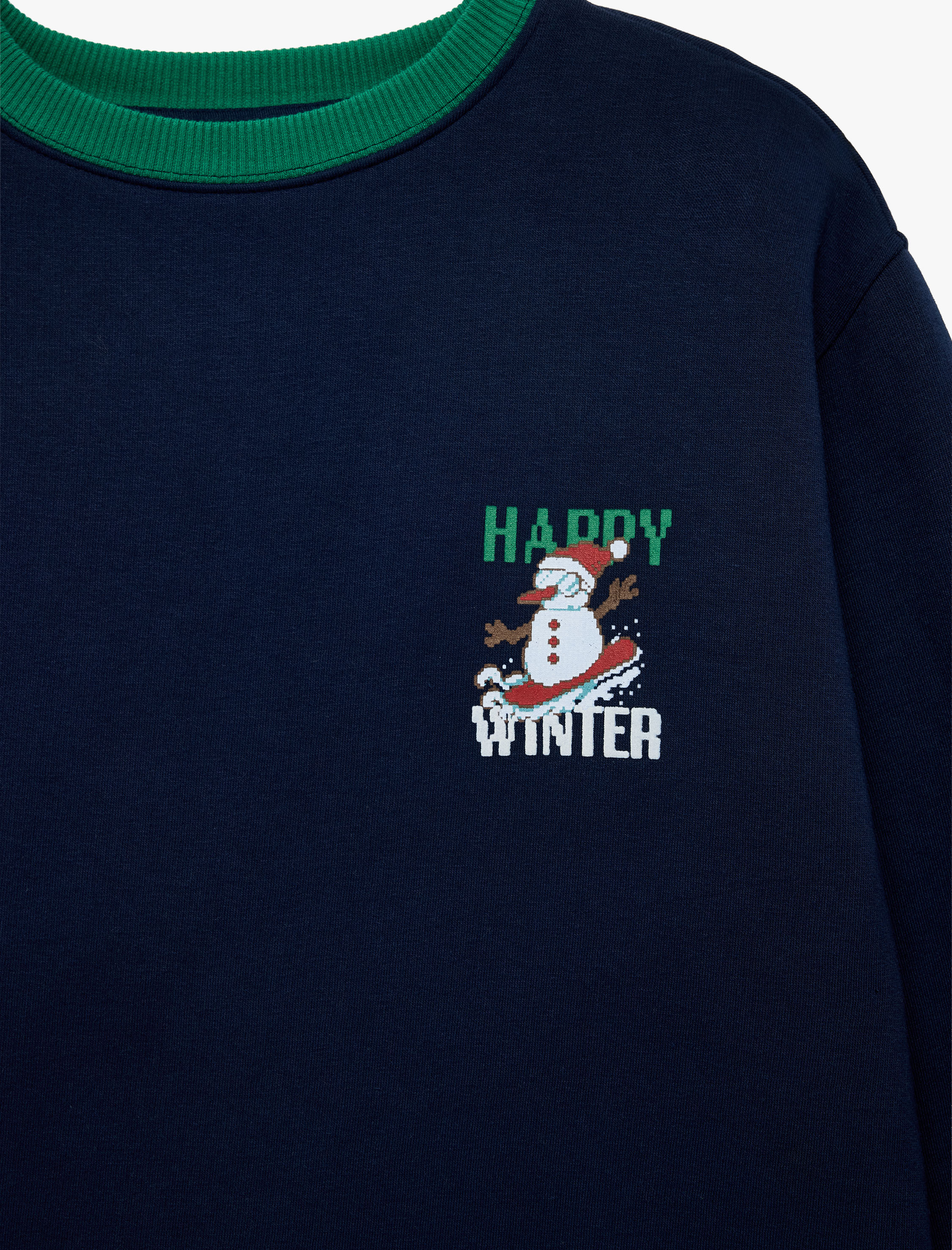  Erkek Çocuk Bisiklet Yaka Üç İplik Şardonlu Uzun Kollu Baskılı Sweatshirt