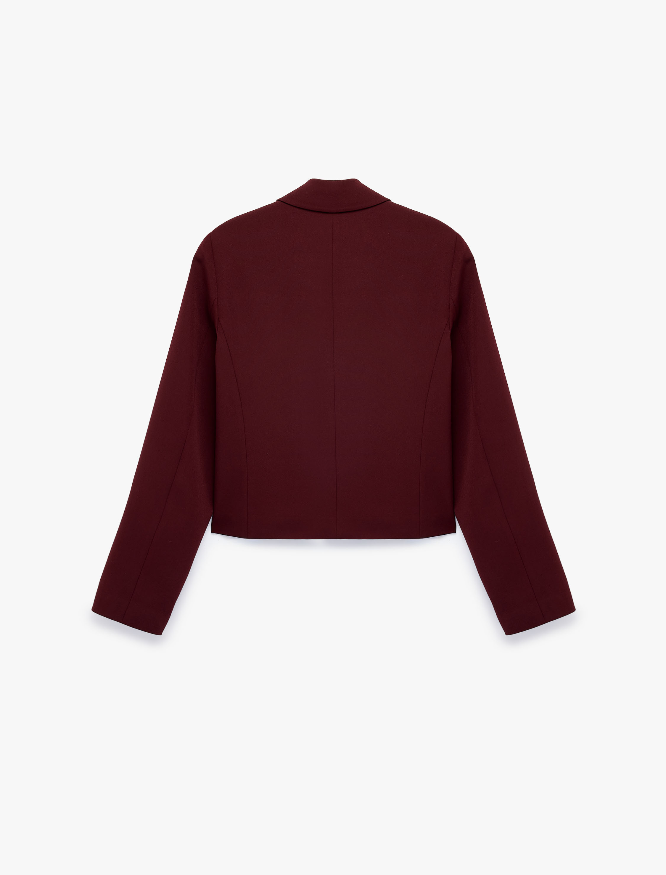   Klasik Yaka Uzun Kollu Mürdüm Rengi Crop Blazer Ceket