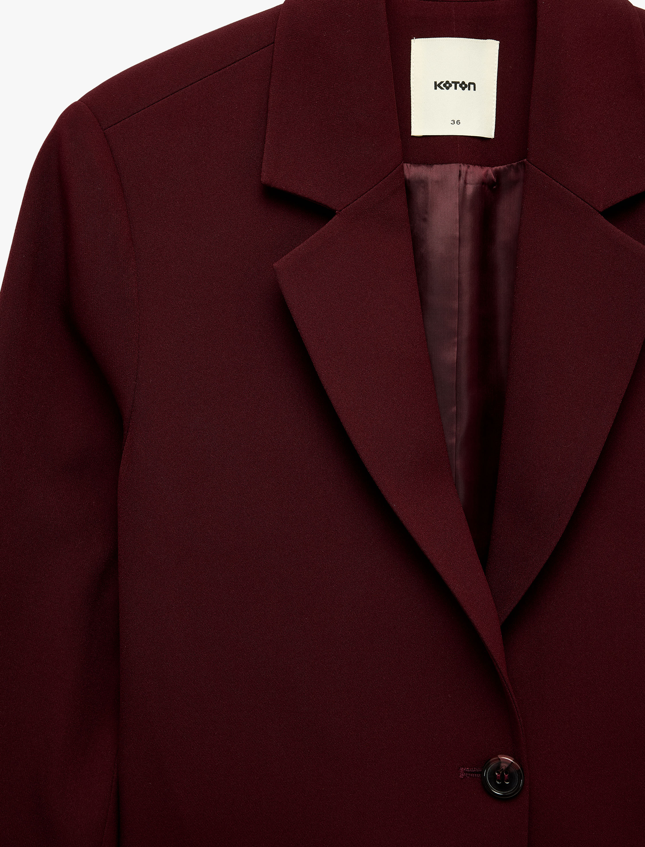   Klasik Yaka Uzun Kollu Mürdüm Rengi Crop Blazer Ceket