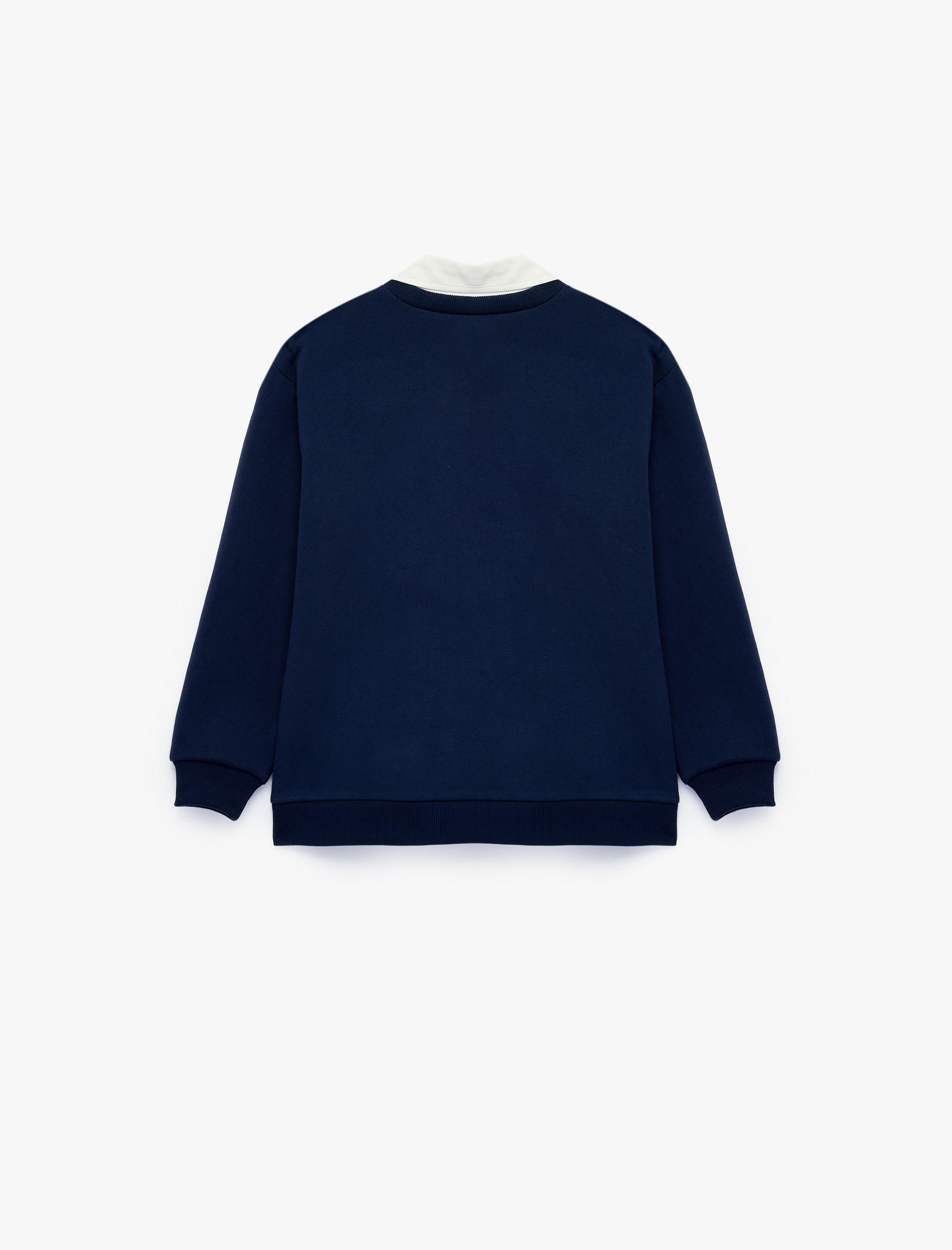  Erkek Çocuk Ayıcık Baskılı Pamuklu Uzun Kollu Yakalı Oversize Sweatshirt