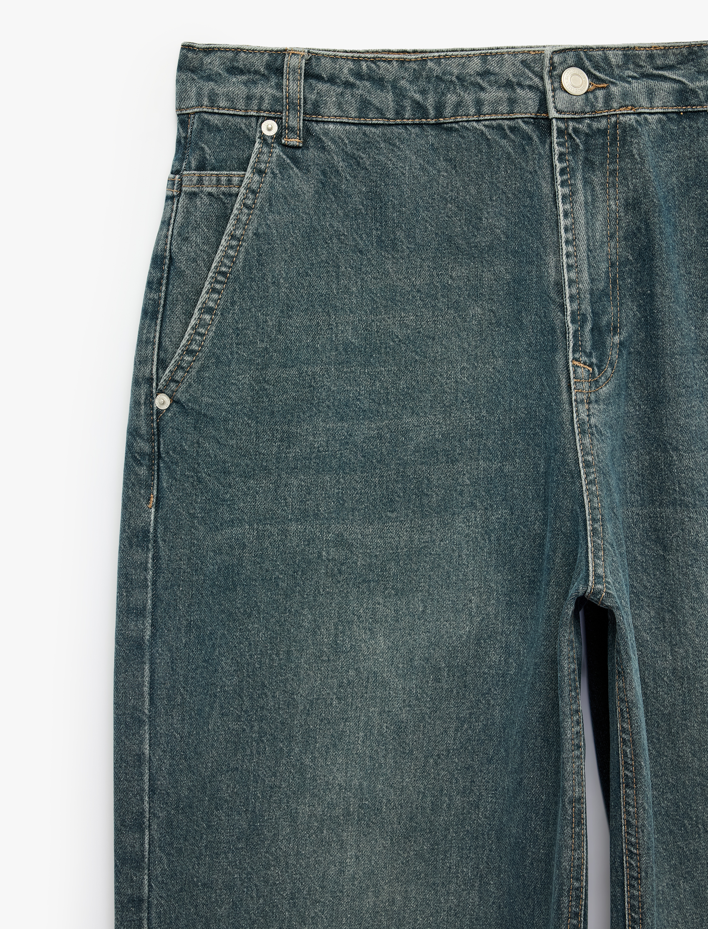   Normal Bel Pamuklu Beş Cepli Oversize Skater Jean Pantolon