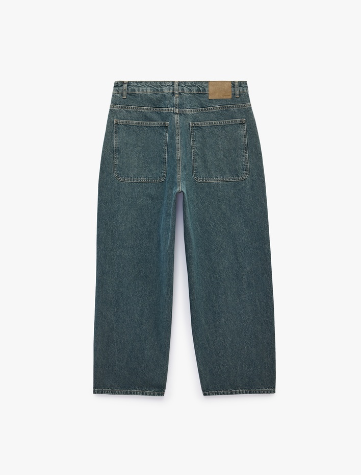  Normal Bel Pamuklu Beş Cepli Oversize Skater Jean Pantolon