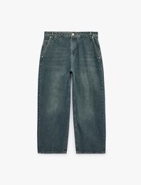 Normal Bel Pamuklu Beş Cepli Oversize Skater Jean Pantolon