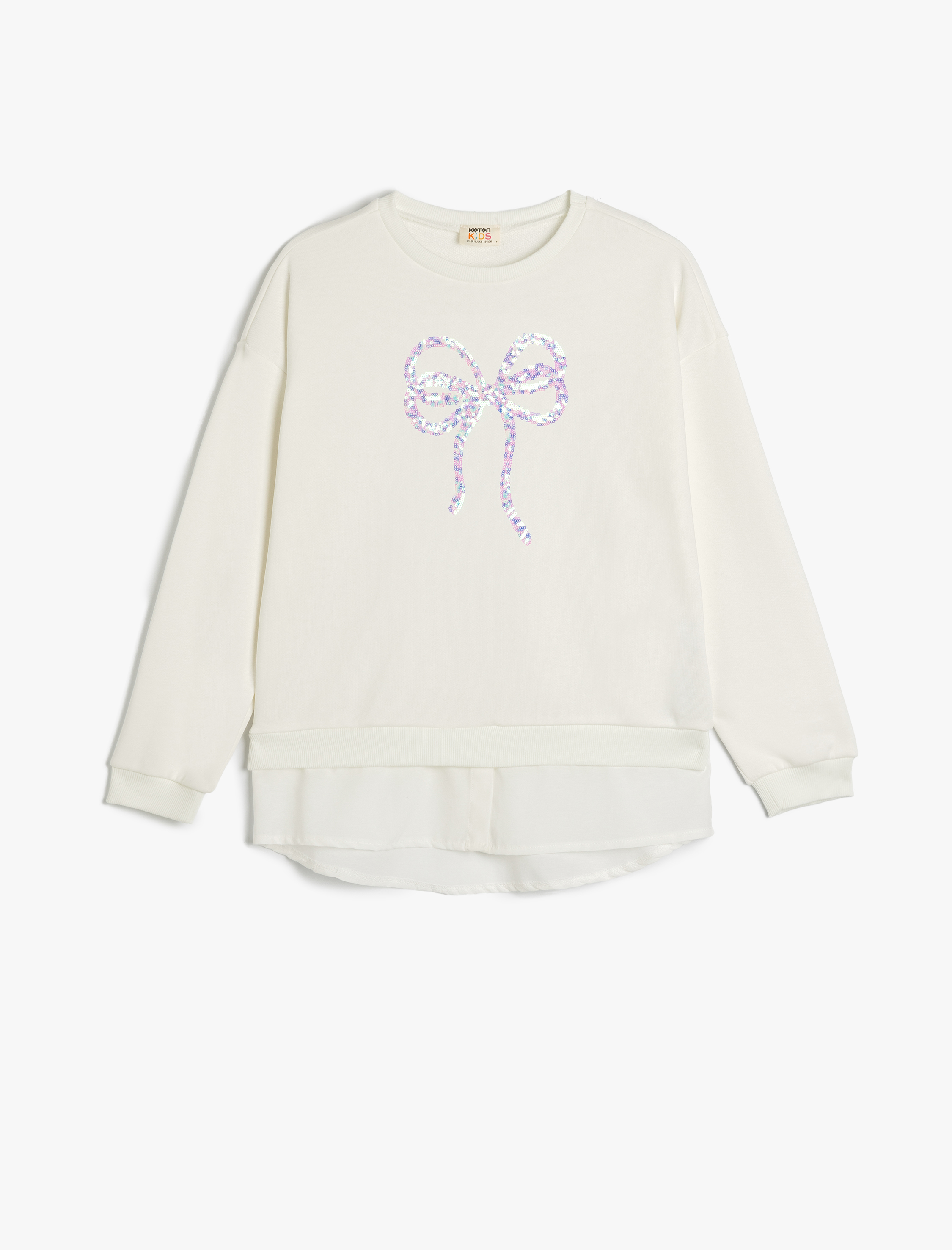  Kız Çocuk Pullu Payetli Bisiklet Yaka Uzun Kollu Oversize Sweatshirt