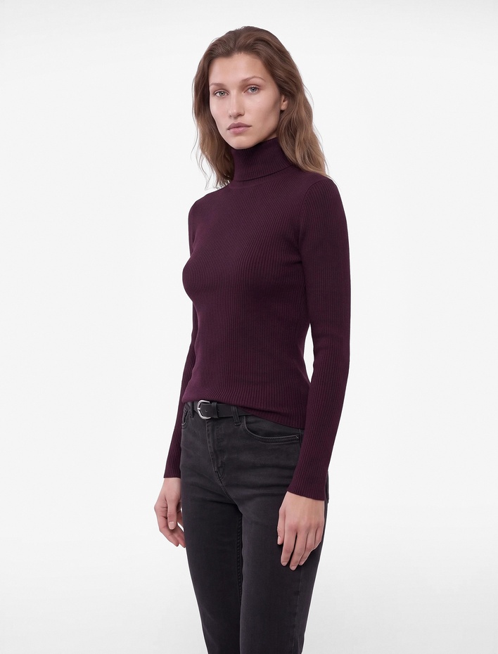 Kaşkorse Kumaş Slim Fit Uzun Kollu Dik Yaka Fitilli Tişört