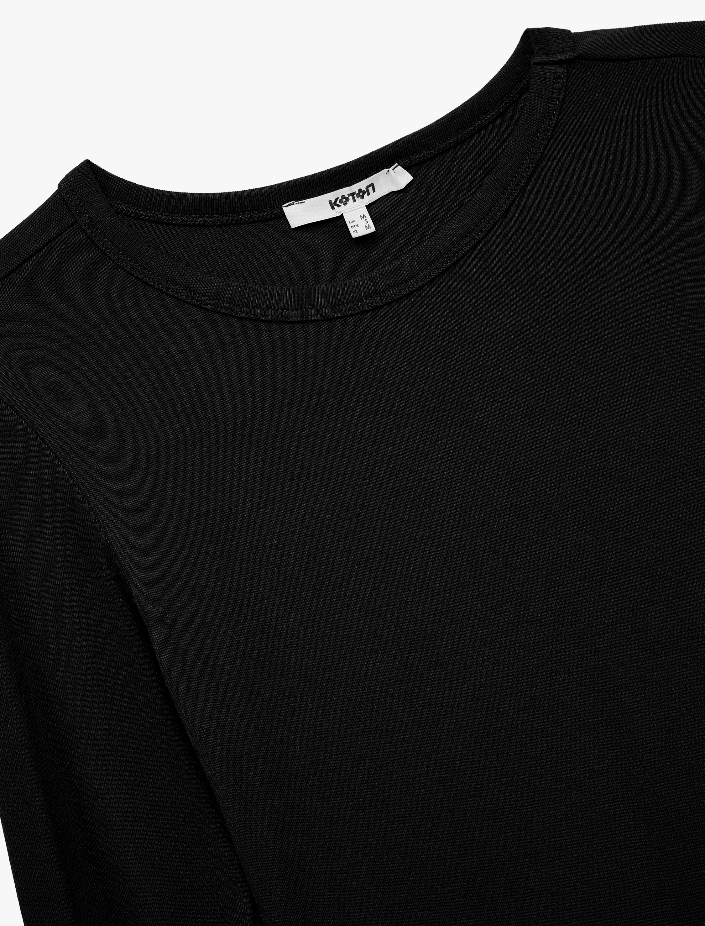   Viskon Slim Fit Uzun Kollu Bisiklet Yaka Tişört