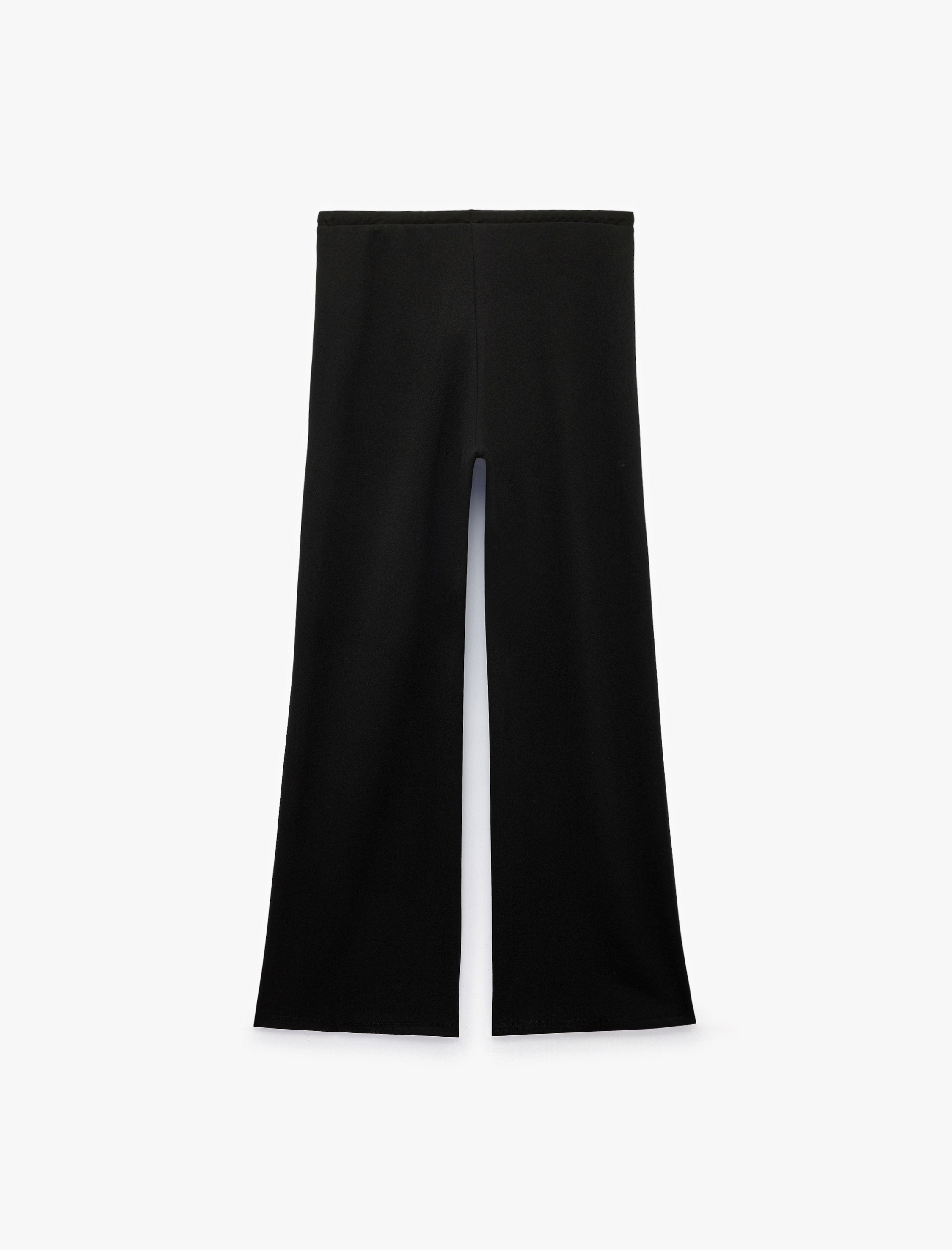   Rahat Kalıp Krep Scuba Kumaş Beli Bağcıklı Geniş Paça Pantolon