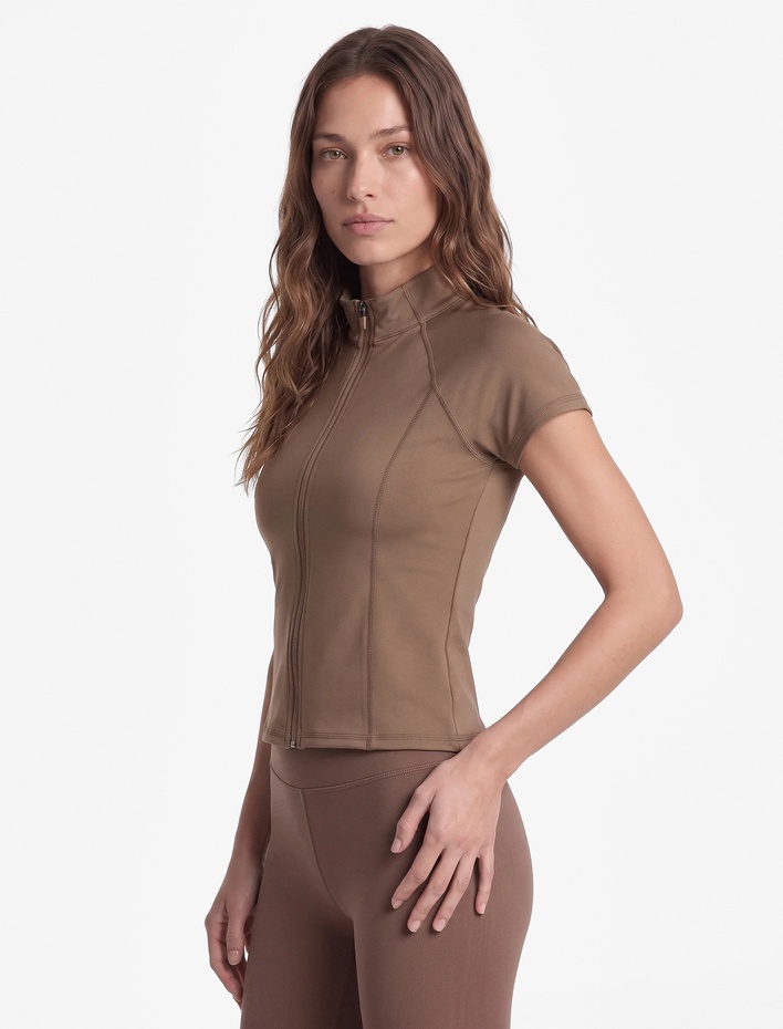  Dikiş Detaylı Slim Fit Kısa Kollu Fermuarlı Spor Tişört