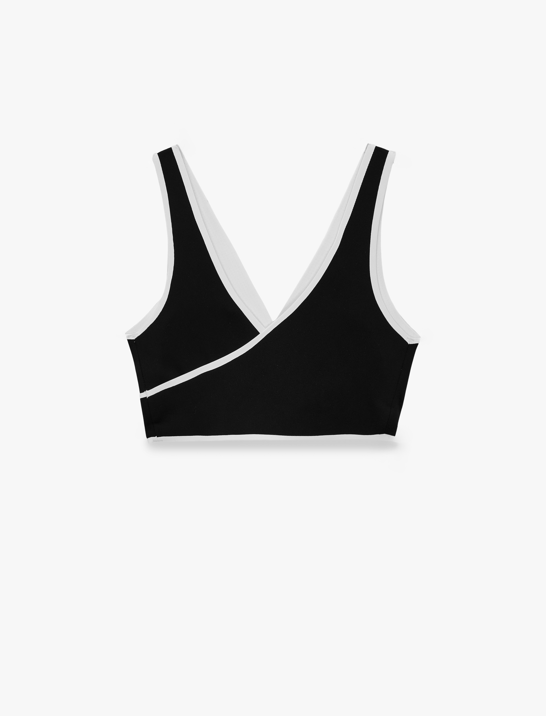   Slim Fit Biyeli V Yaka Kolsuz Kaplı Sporcu Sütyeni
