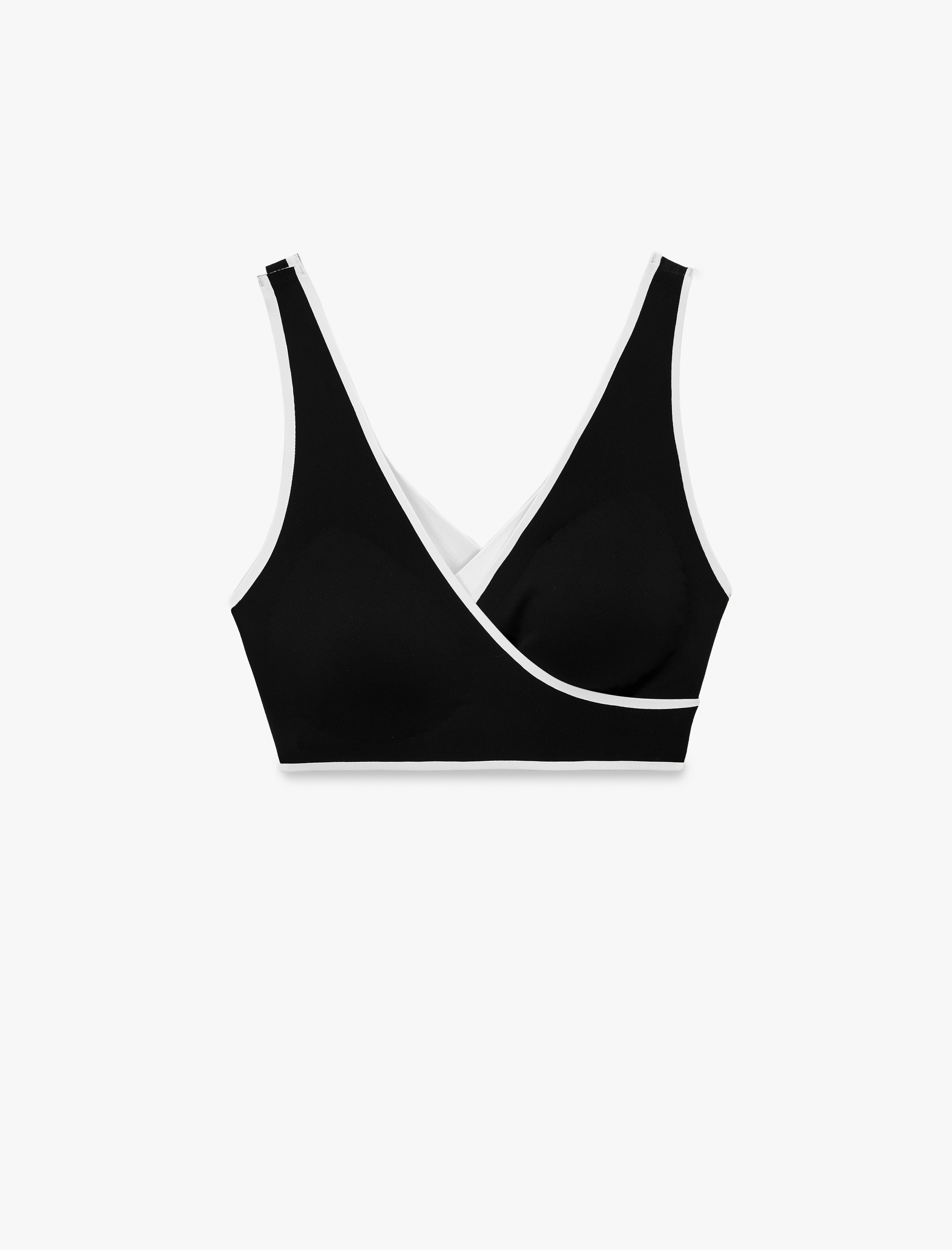   Slim Fit Biyeli V Yaka Kolsuz Kaplı Sporcu Sütyeni