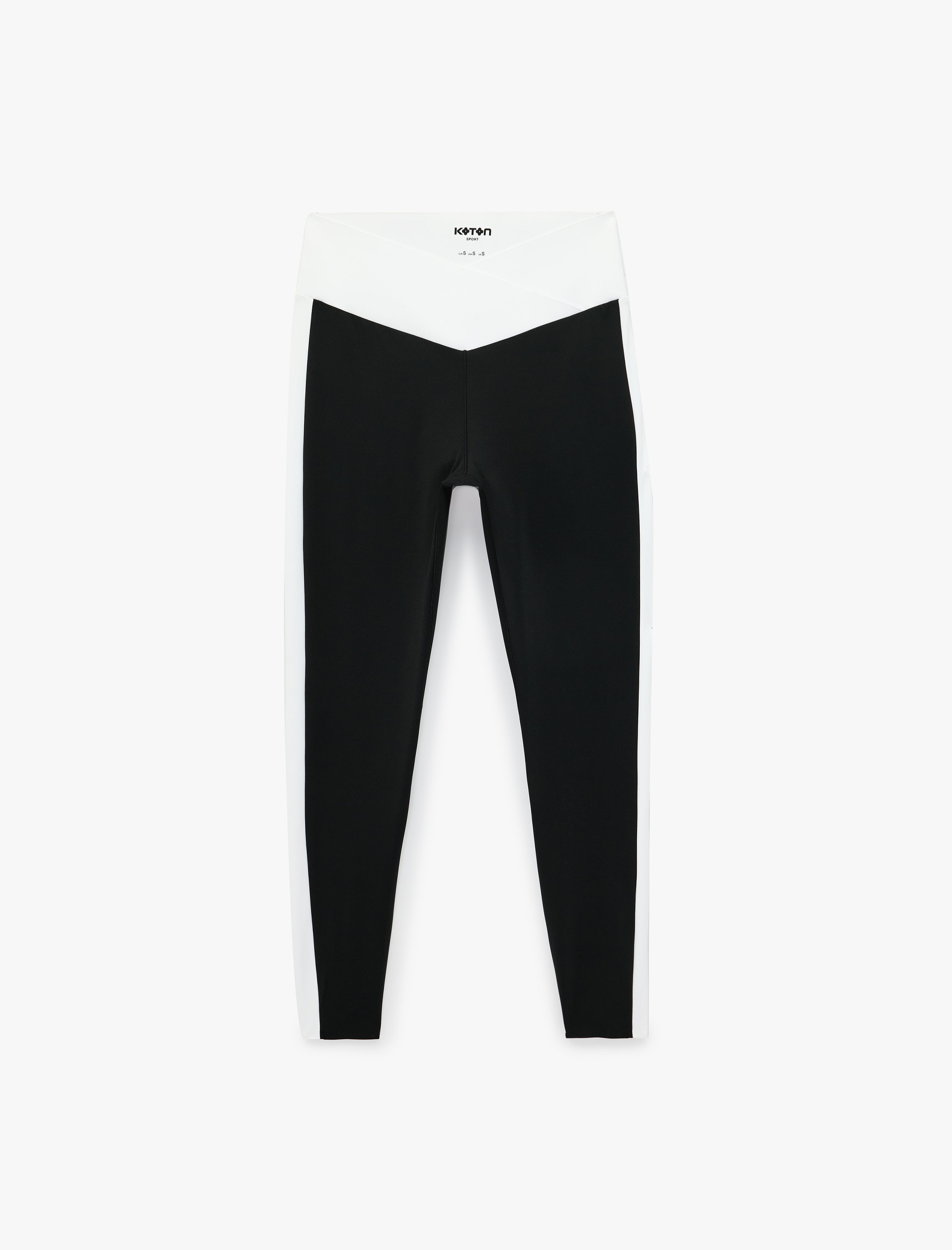   Asimetrik Yüksek Bel Slim Fit Renk Bloklu İnterlok Spor Tayt