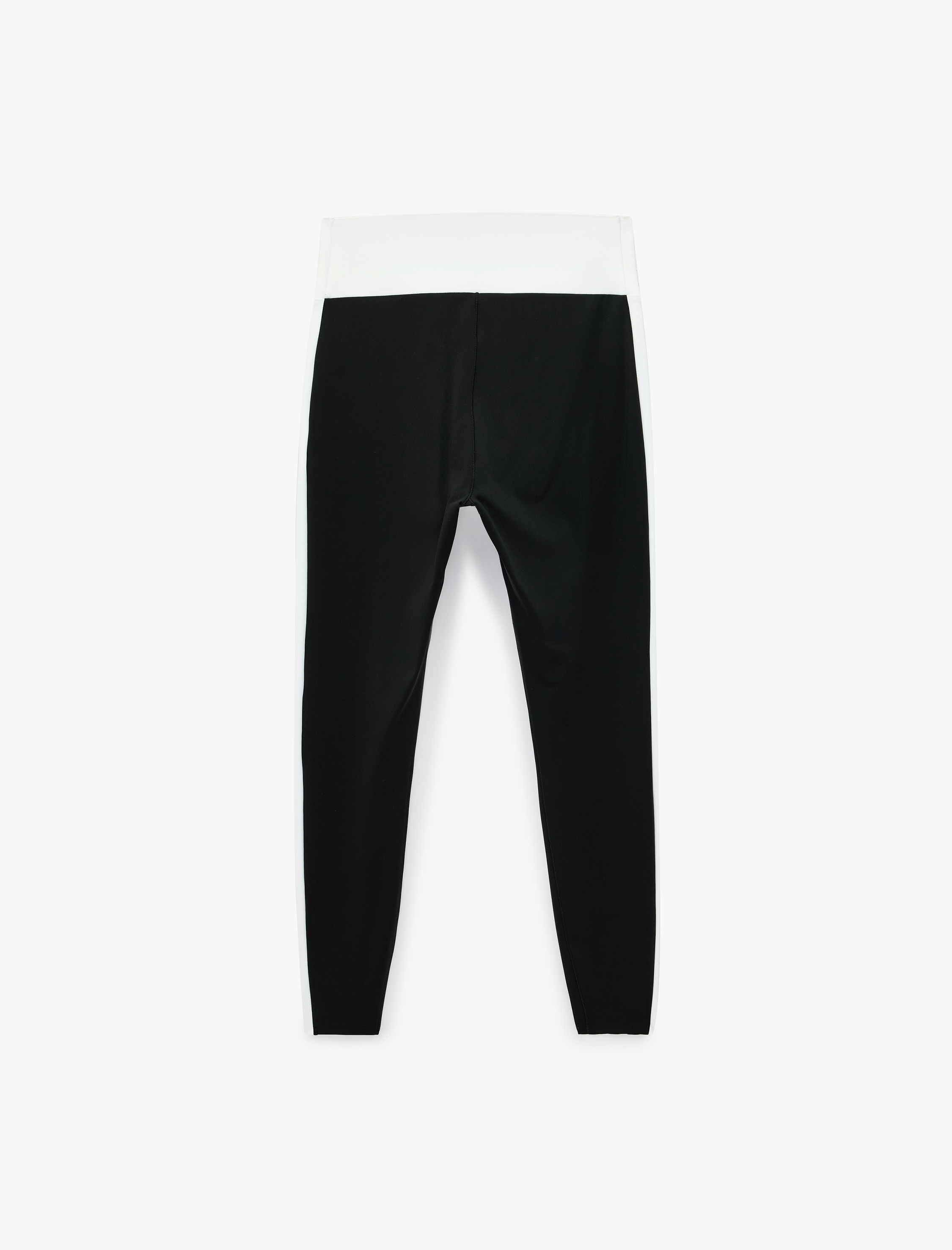   Asimetrik Yüksek Bel Slim Fit Renk Bloklu İnterlok Spor Tayt