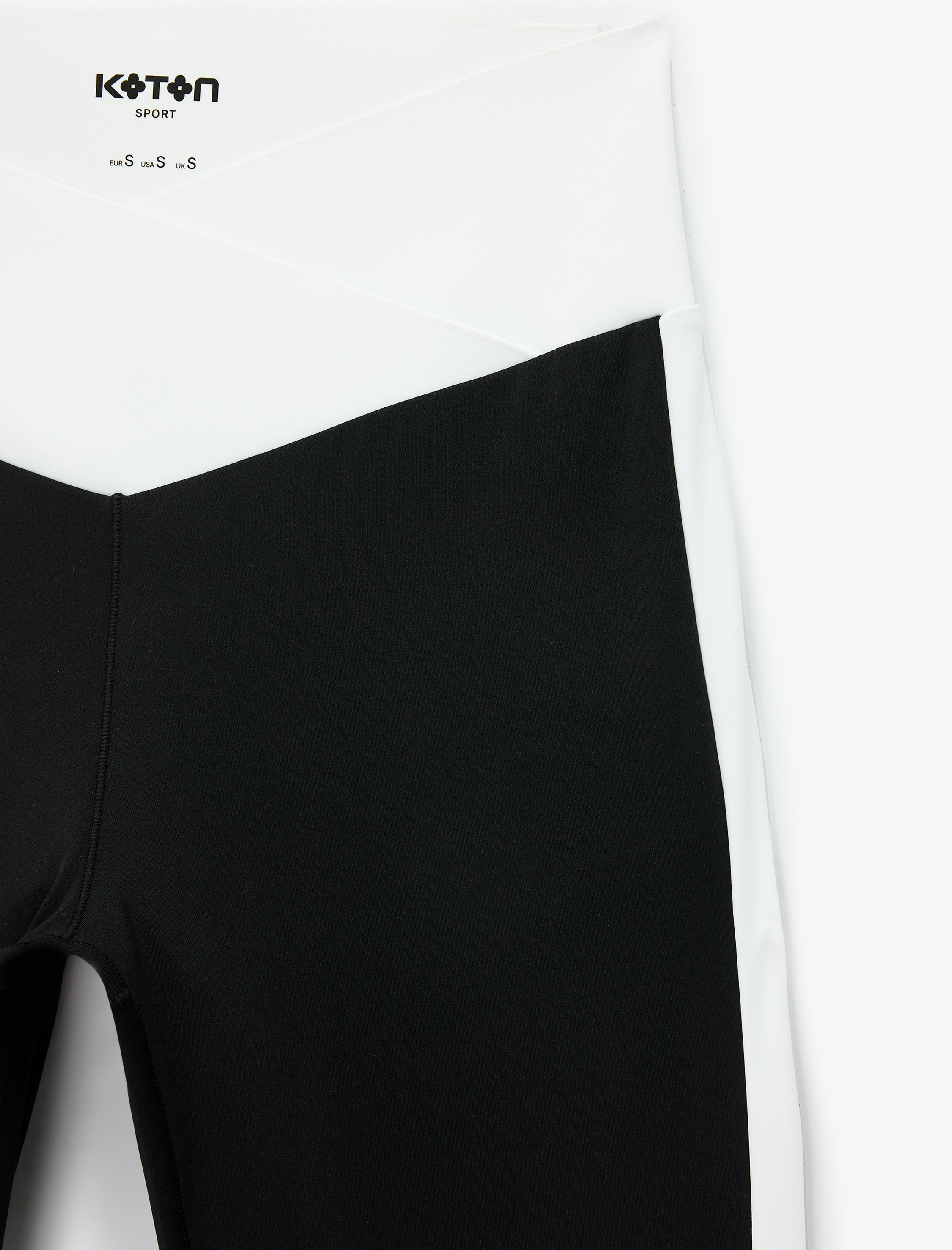   Asimetrik Yüksek Bel Slim Fit Renk Bloklu İnterlok Spor Tayt