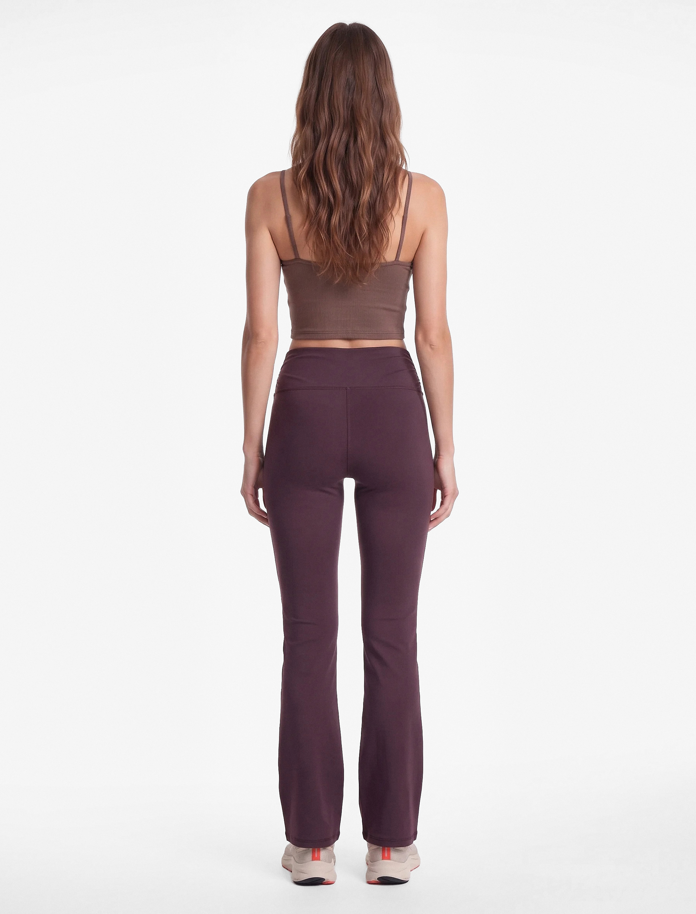  Slim Fit Yüksek Bel Büzgülü İspanyol Paça Spor Tayt
