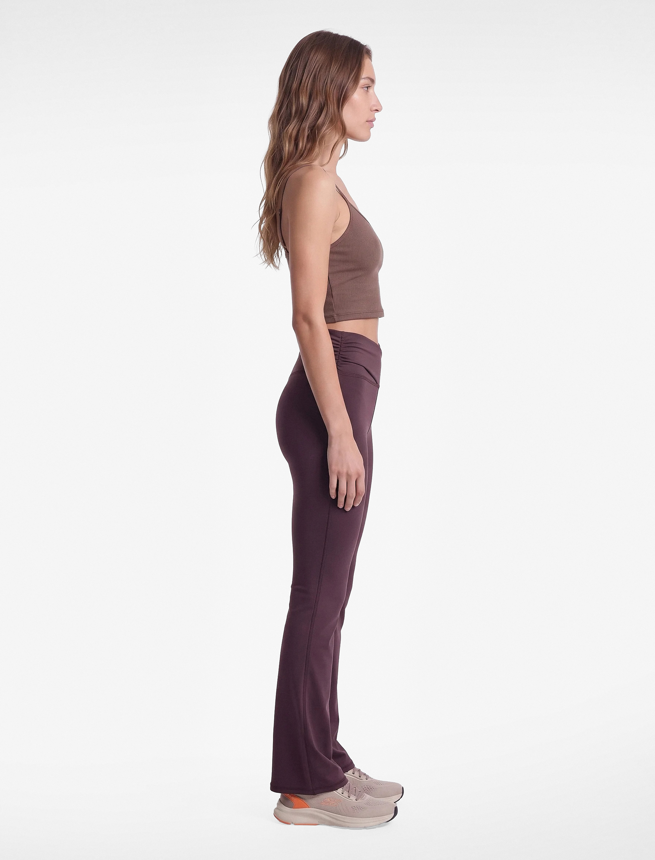   Slim Fit Yüksek Bel Büzgülü İspanyol Paça Spor Tayt