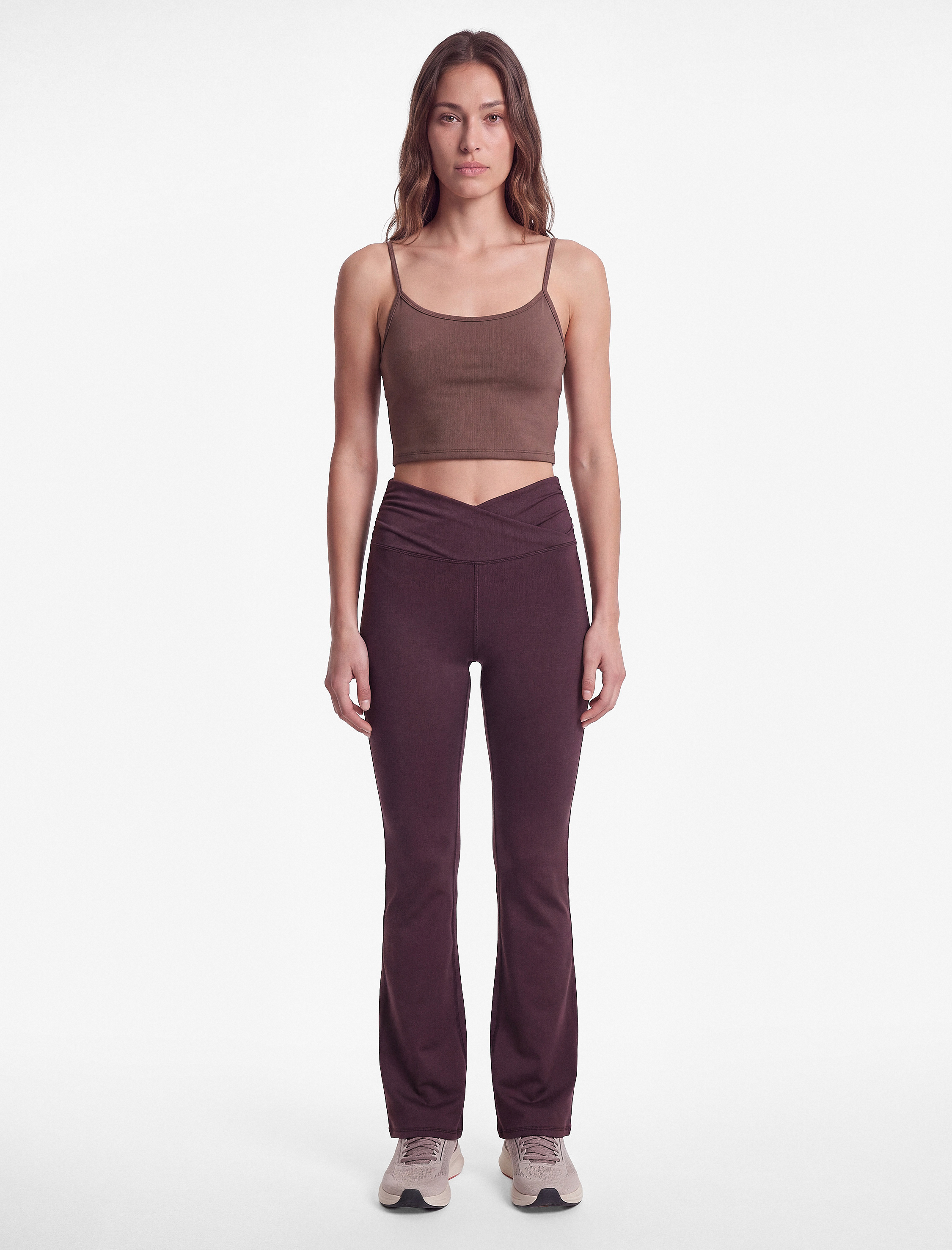  Slim Fit Yüksek Bel Büzgülü İspanyol Paça Spor Tayt