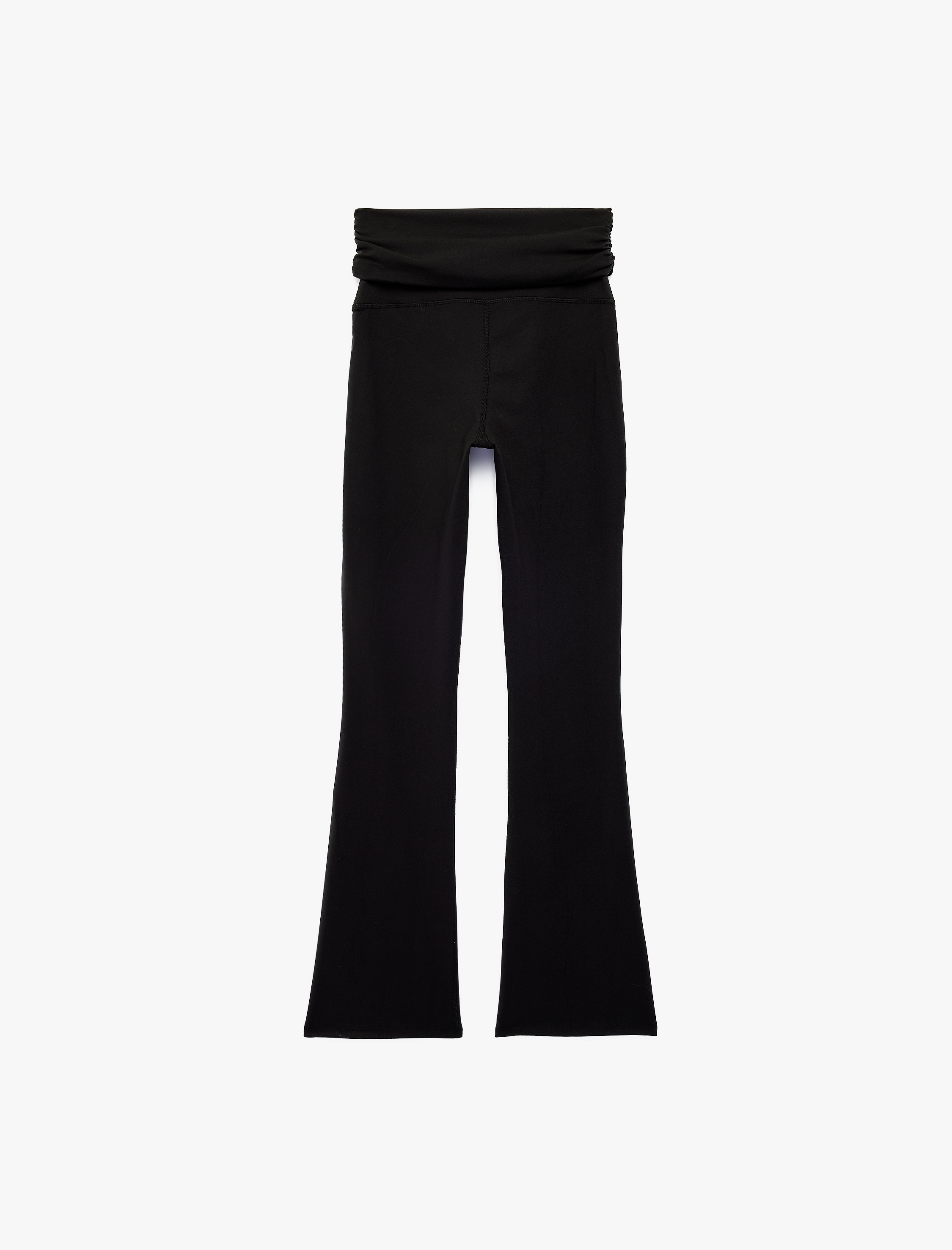   Katlı Yüksek Bel Slim Fit İspanyol Paça Spor Tayt