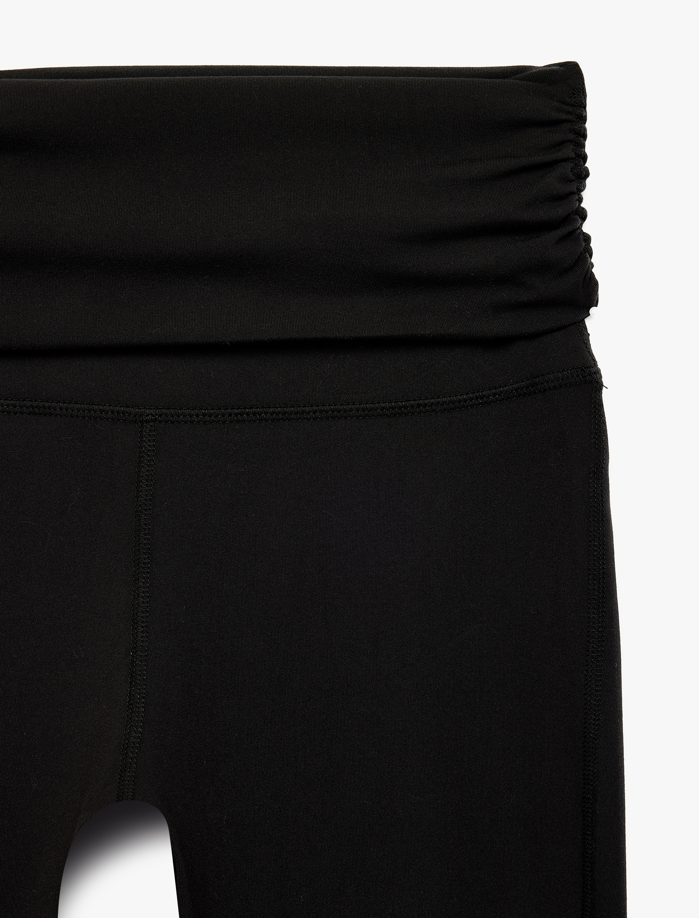   Katlı Yüksek Bel Slim Fit İspanyol Paça Spor Tayt