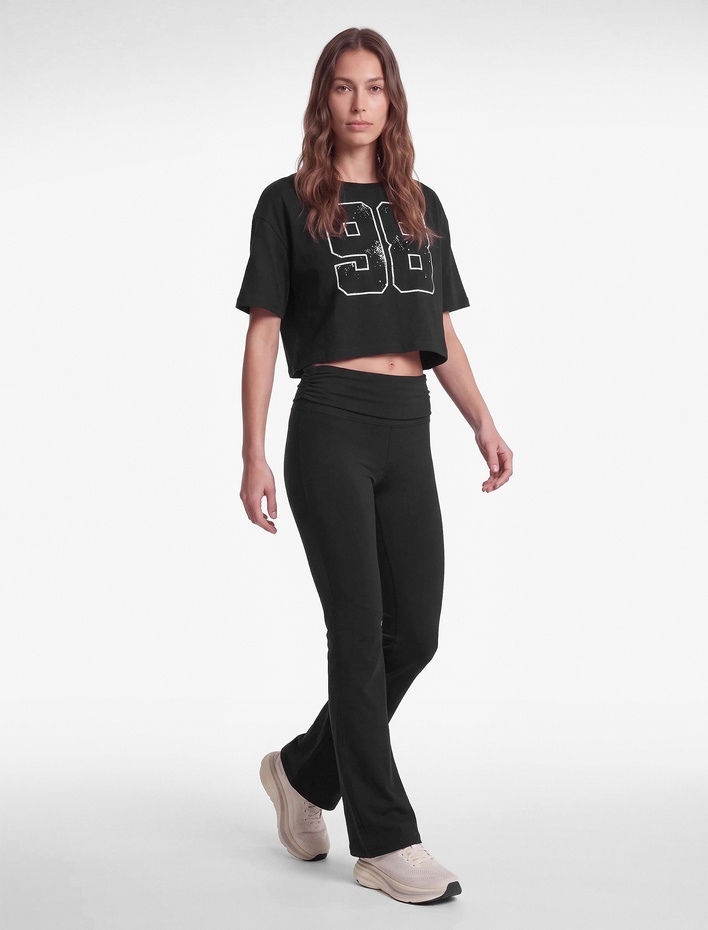  Katlı Yüksek Bel Slim Fit İspanyol Paça Spor Tayt