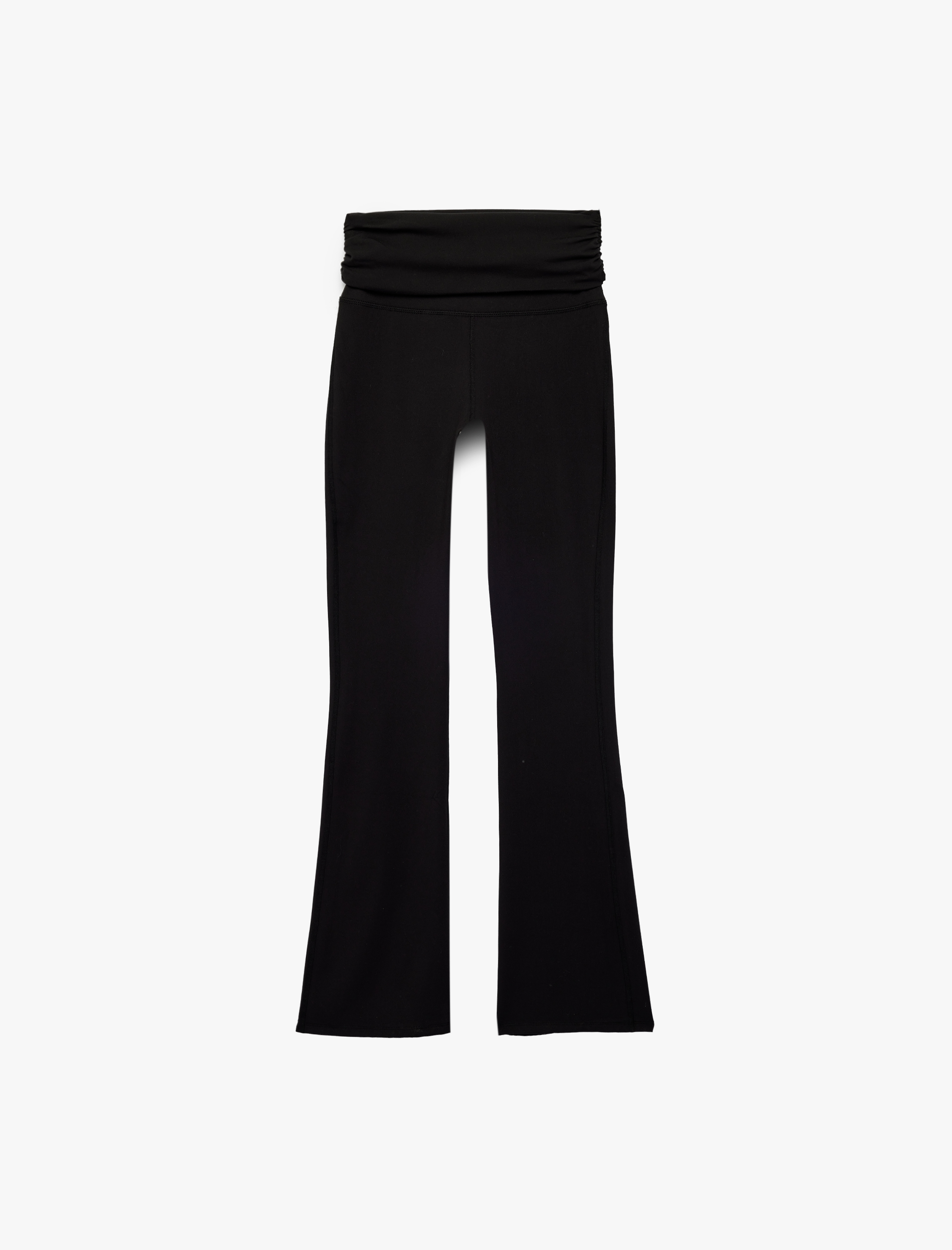   Katlı Yüksek Bel Slim Fit İspanyol Paça Spor Tayt