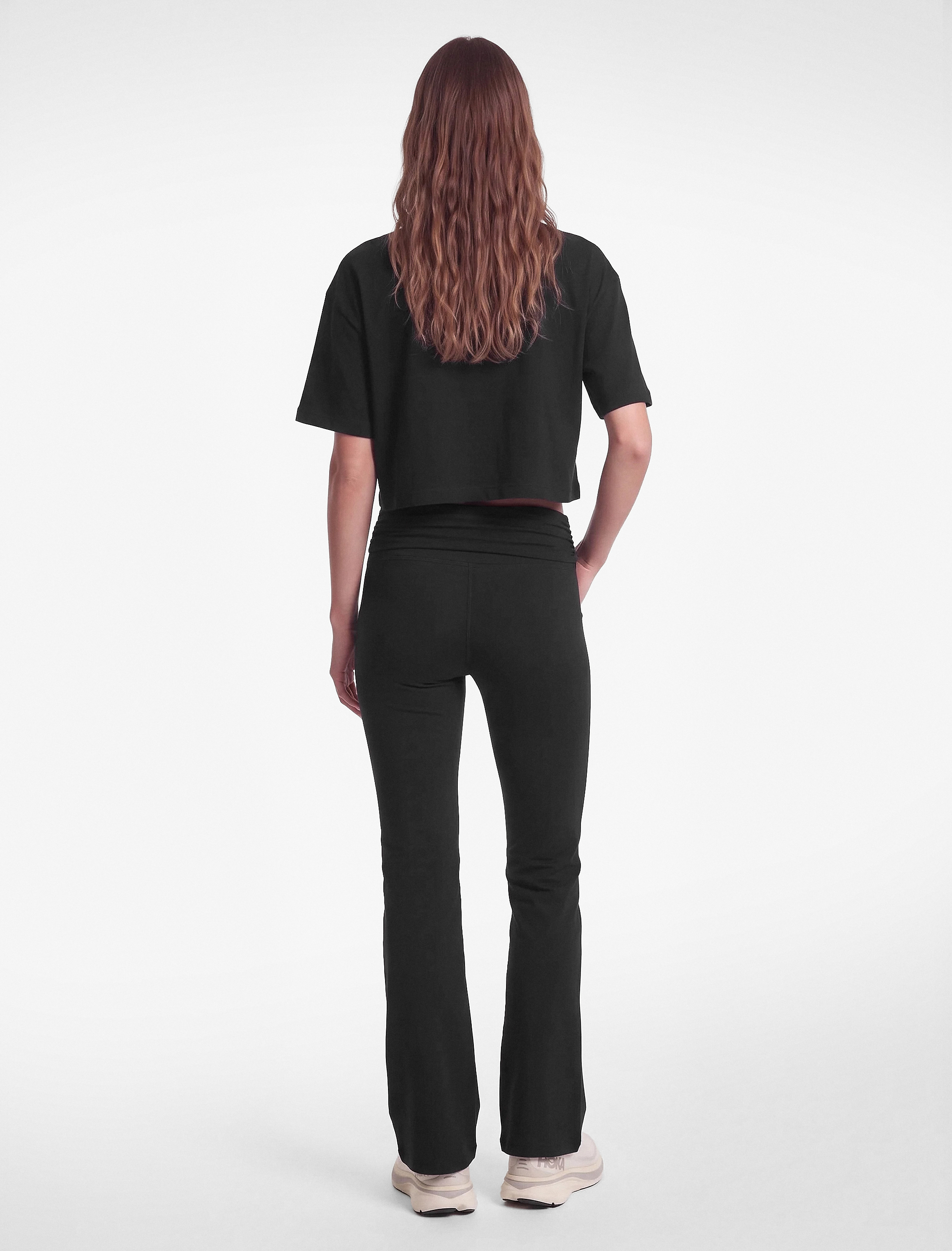   Katlı Yüksek Bel Slim Fit İspanyol Paça Spor Tayt
