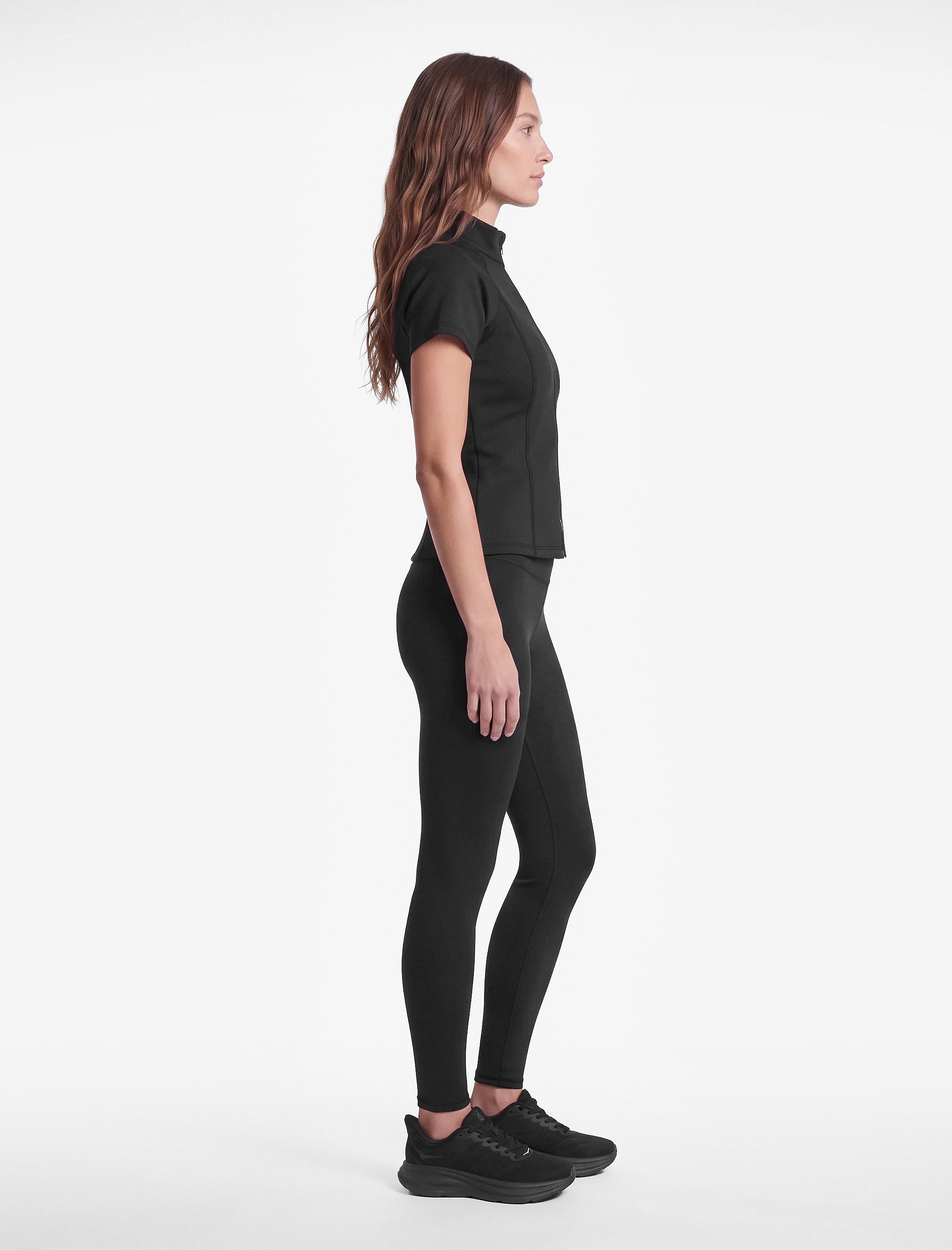   Yüksek Bel Skinny Fit Dikiş Detaylı İnterlok Spor Tayt