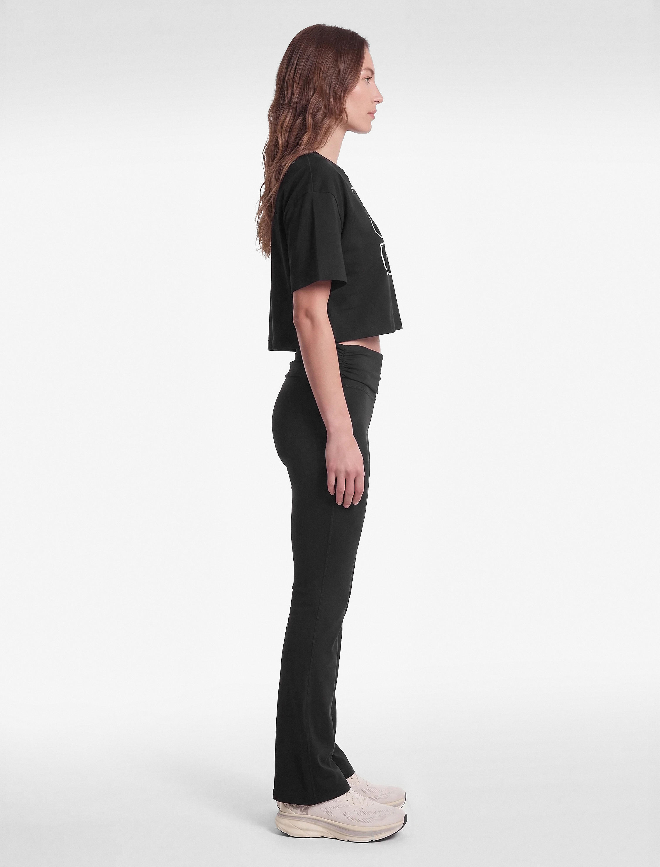   Katlı Yüksek Bel Slim Fit İspanyol Paça Spor Tayt