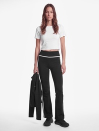 Yüksek Bel Slim Fit Biyeli İspanyol Paça Spor Tayt