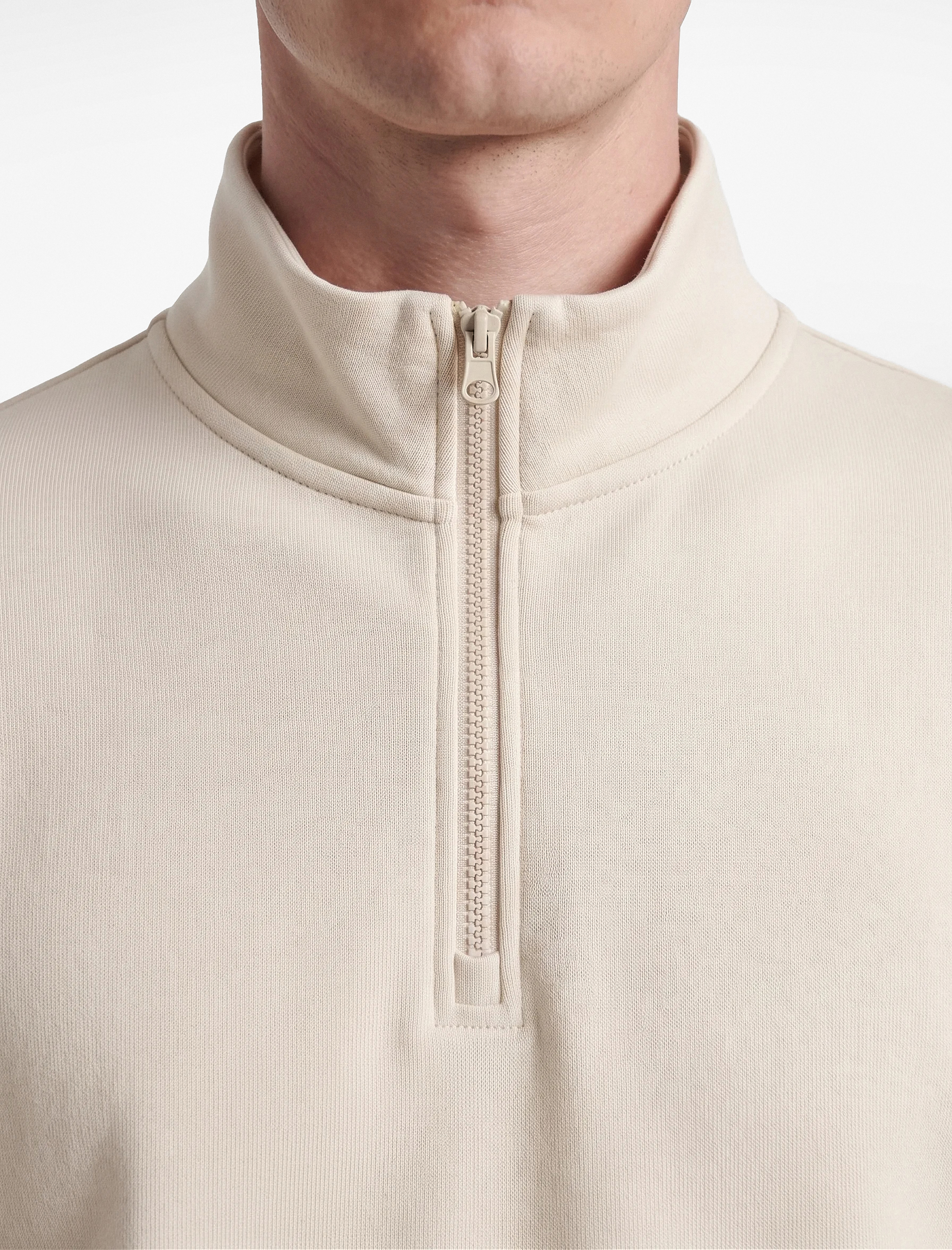   Pamuklu Straight Fit Uzun Kollu Yarım Fermuarlı Dik Yaka Spor Sweatshirt
