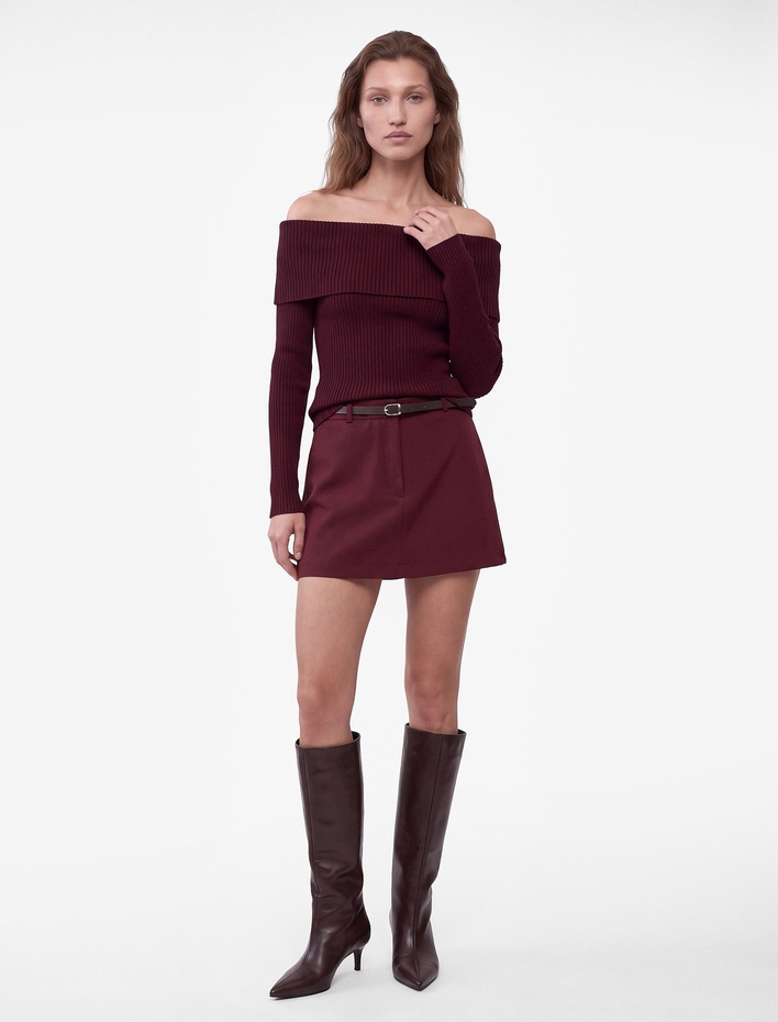  Kemerli Cepli Slim Fit A Kesim Mini Etek