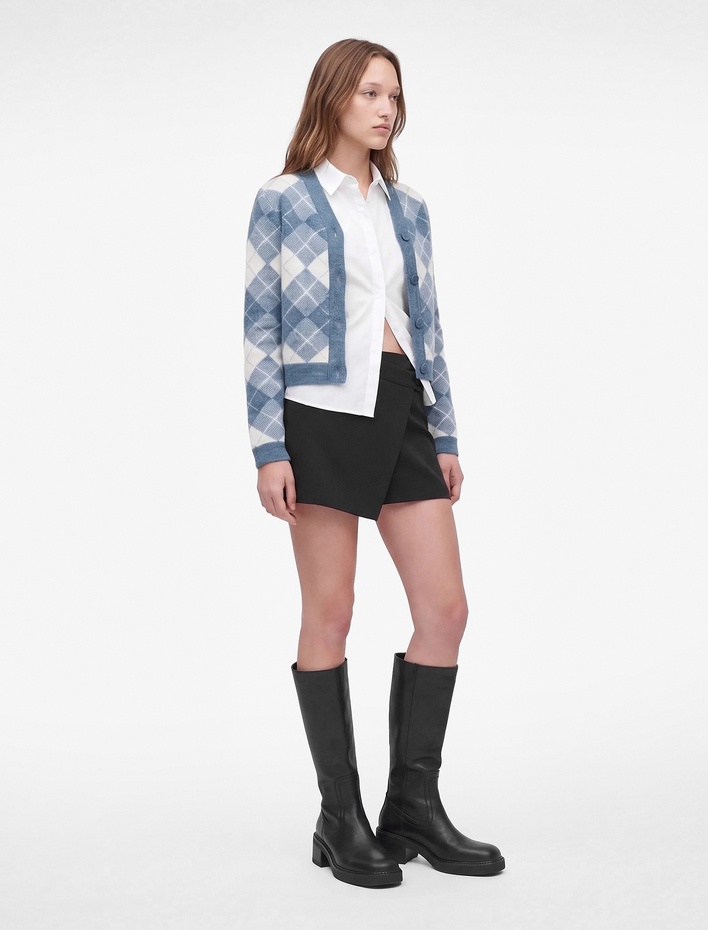  Viskon Karışımlı Düğmeli Slim Fit Kruvaze Mini Etek