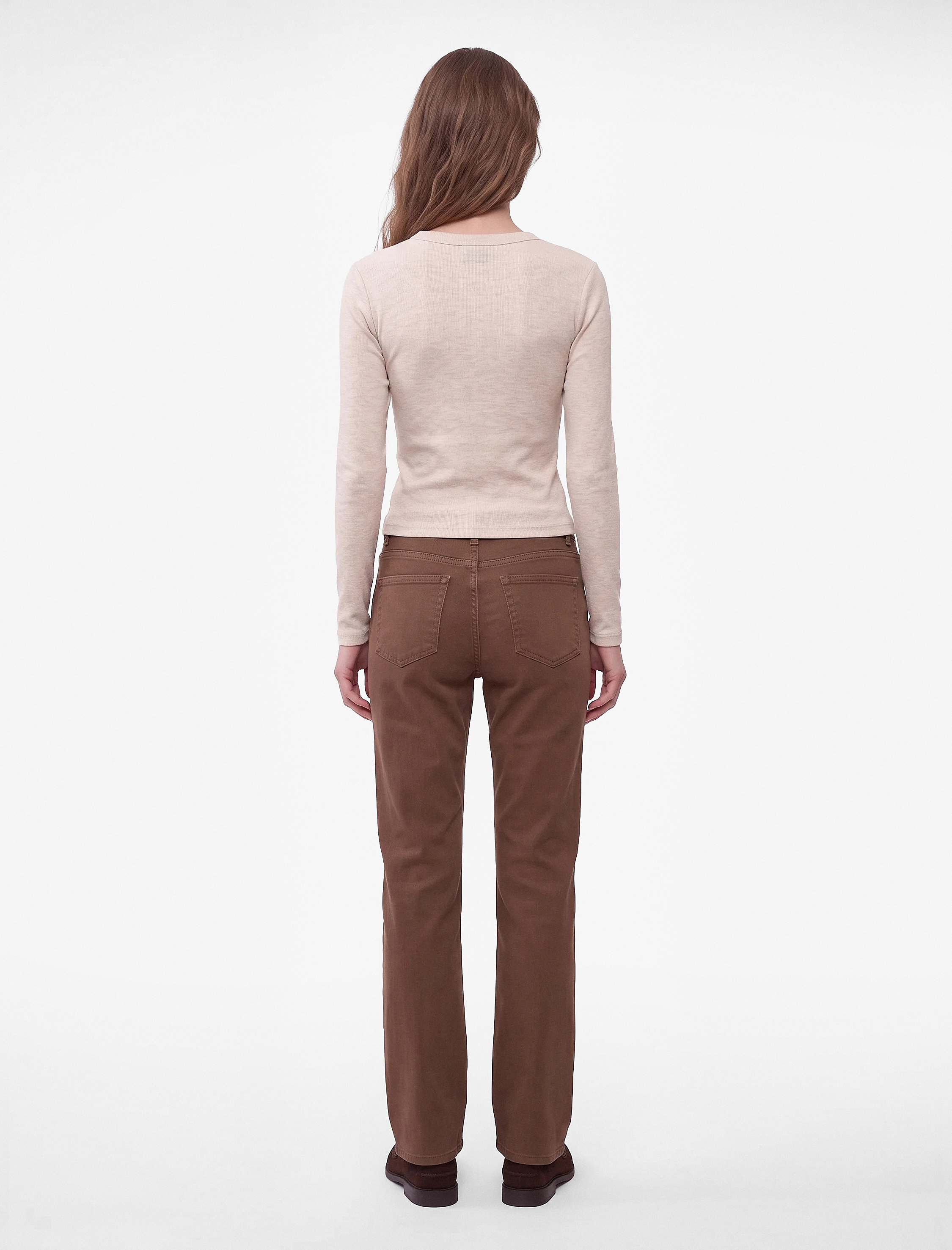   Slim Fit Kaşkorse Pamuk Karışımlı Bisiklet Yaka Uzun Kollu Basic Tişört