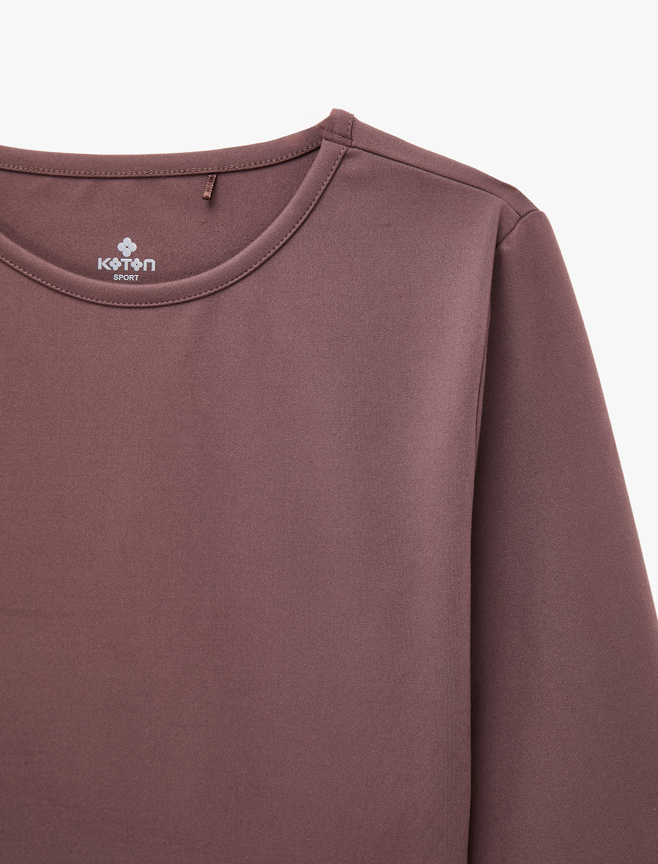   Slim Fit Uzun Kollu Bisiklet Yaka Crop Spor Tişört