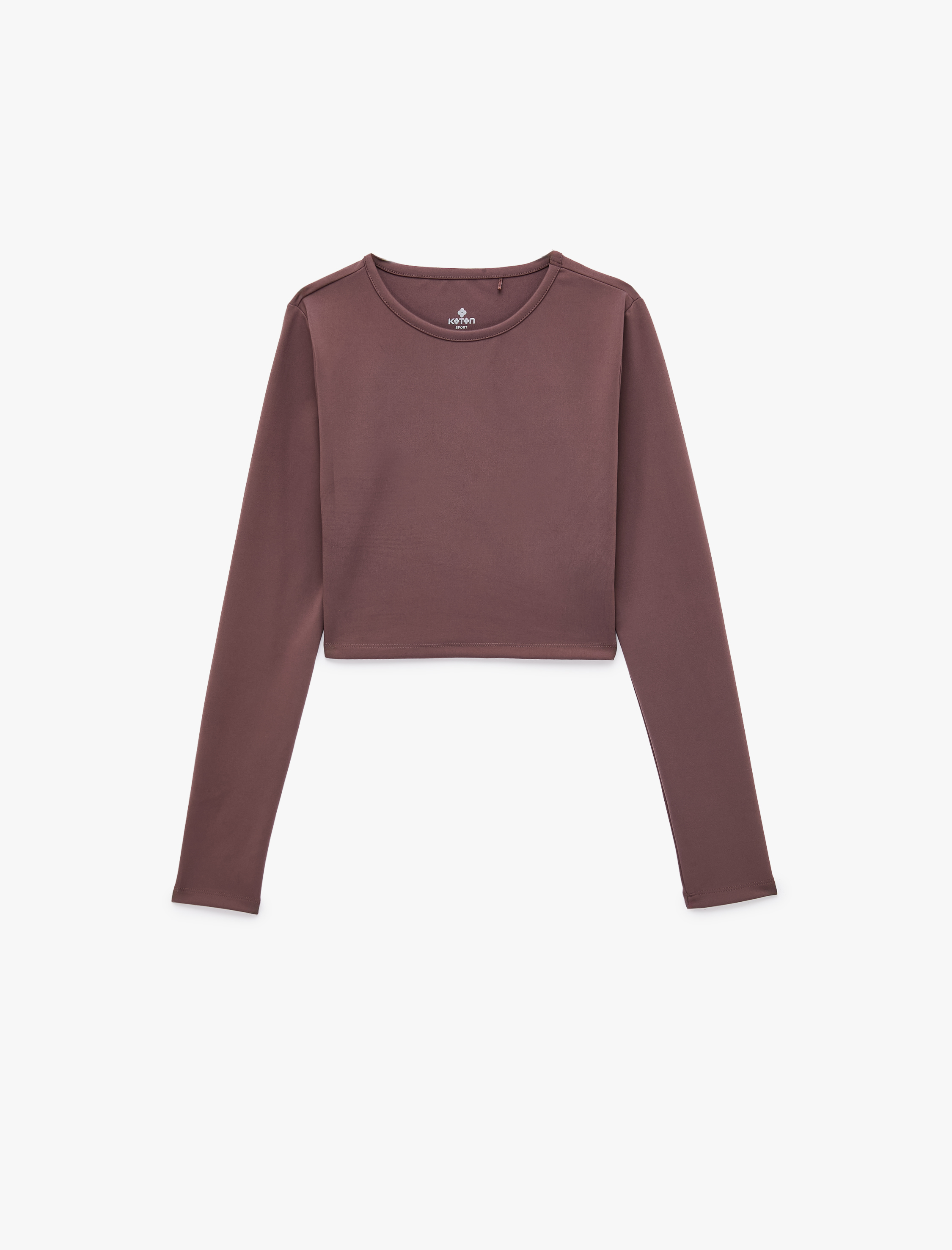   Slim Fit Uzun Kollu Bisiklet Yaka Crop Spor Tişört