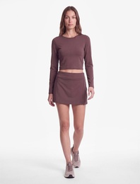 Slim Fit Uzun Kollu Bisiklet Yaka Crop Spor Tişört
