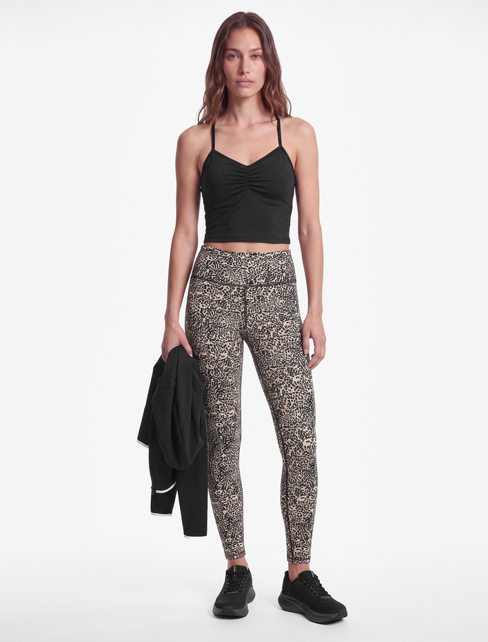  Yüksek Bel Slim Fit Leopar Desenli Spor Tayt
