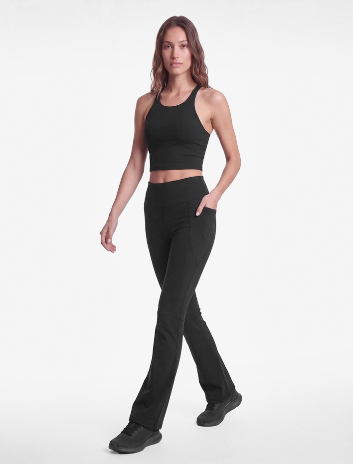  Cepli Yüksek Bel Slim Fit İspanyol Paça Spor Tayt